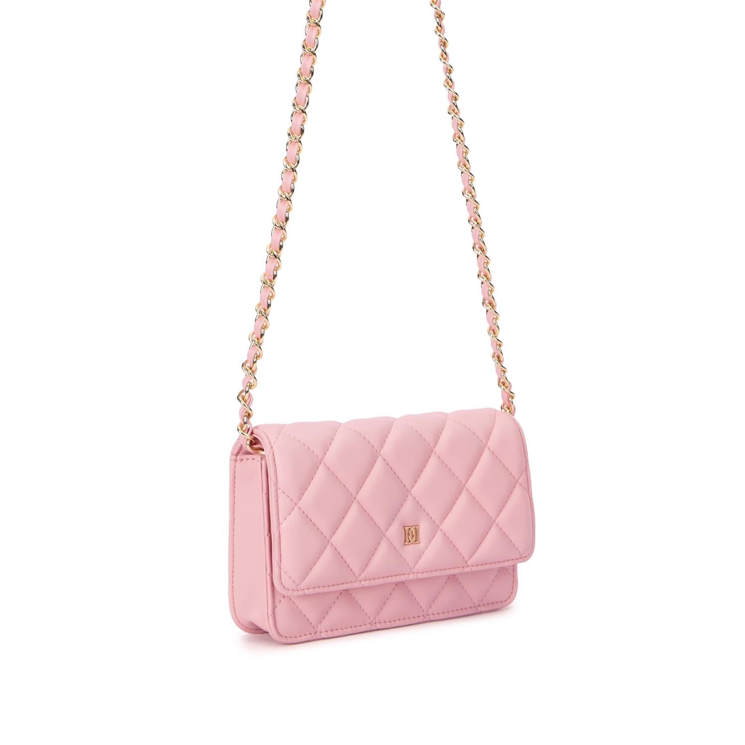 Leather Quilted Mini Bag Pale Rose - Pink