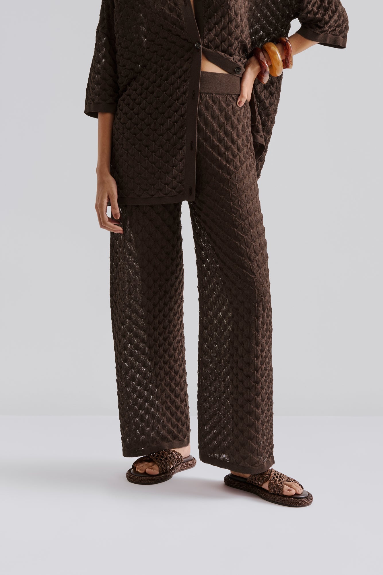 Alissa Knitted Pants Chocolate - Chocolate