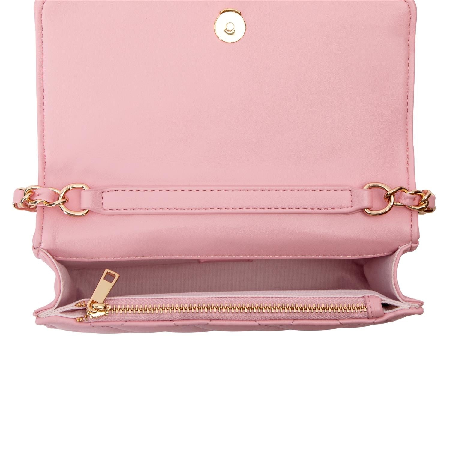 Leather Quilted Mini Bag Pale Rose - Pink
