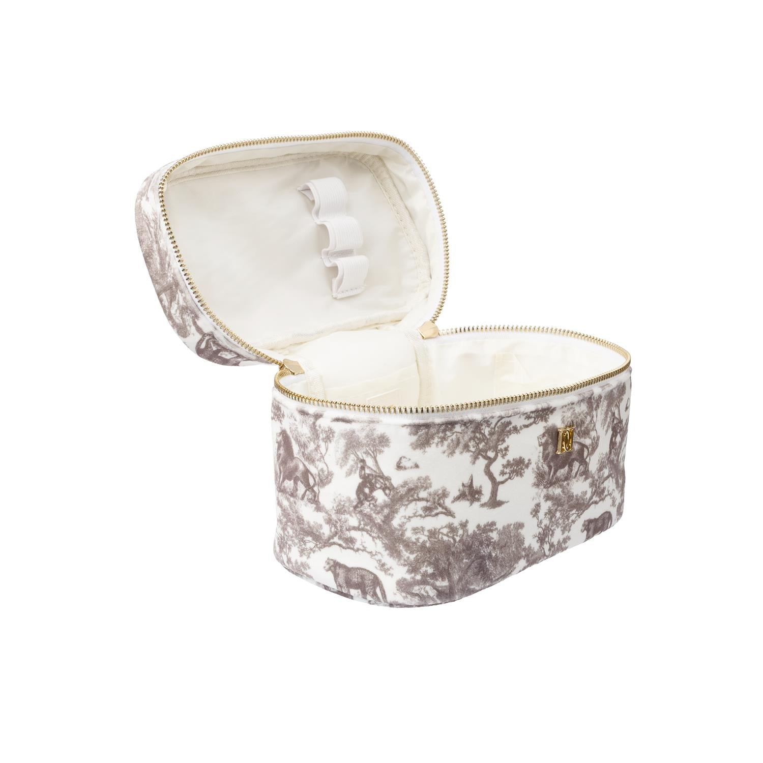 Velvet Vanity Bag Small Warm Taupe Savannah Pattern - Beige