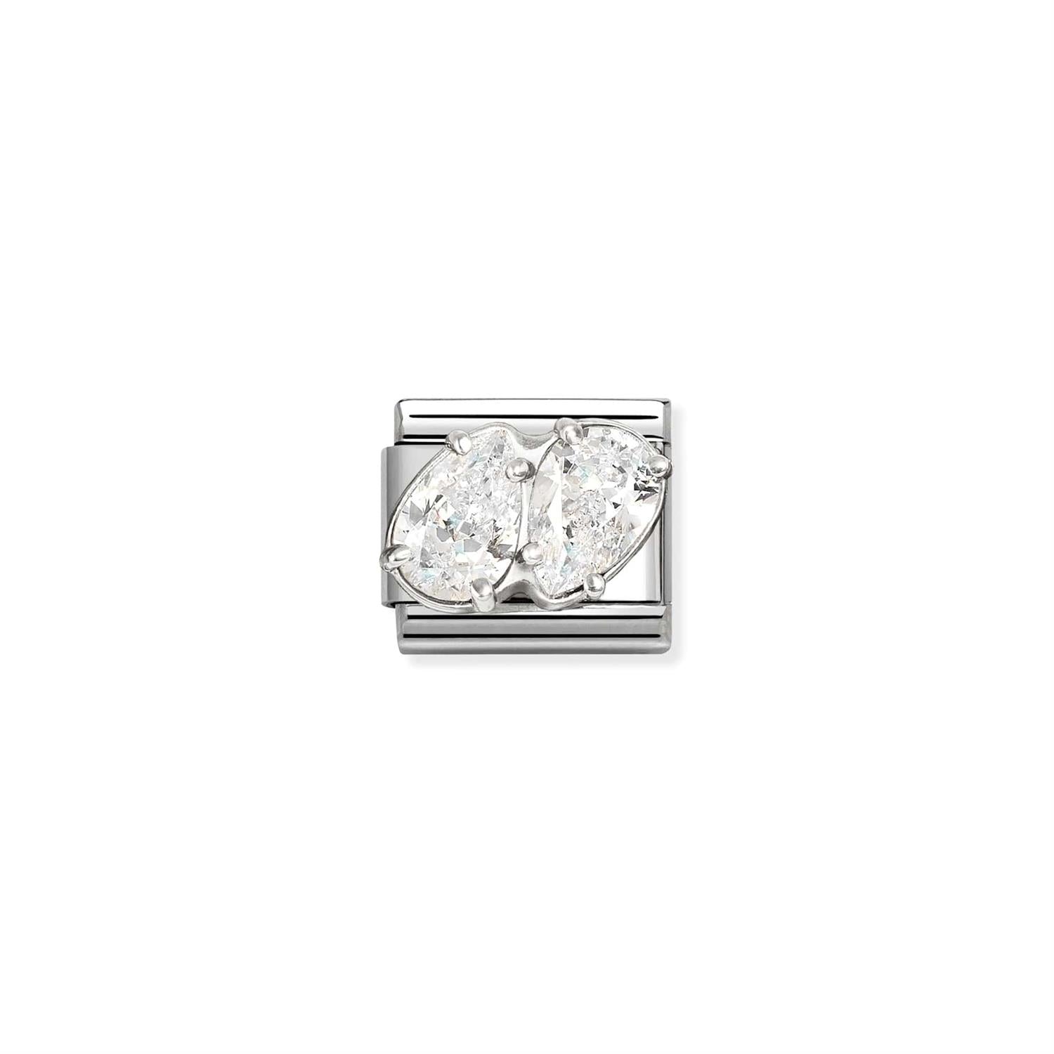 White Double Drops - Silver