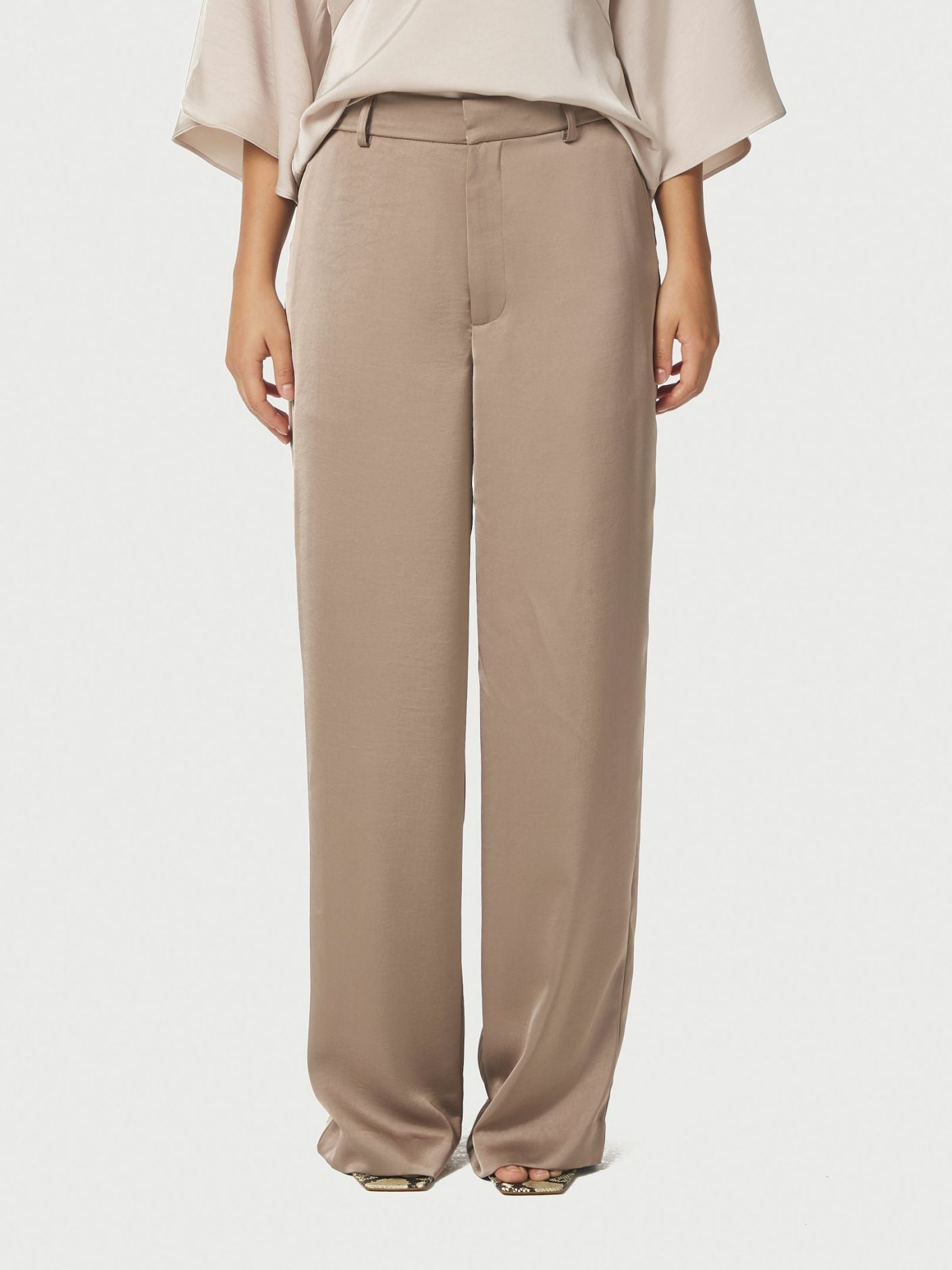 Emmett Heavy Sateen Pants Dark Taupe - Beige