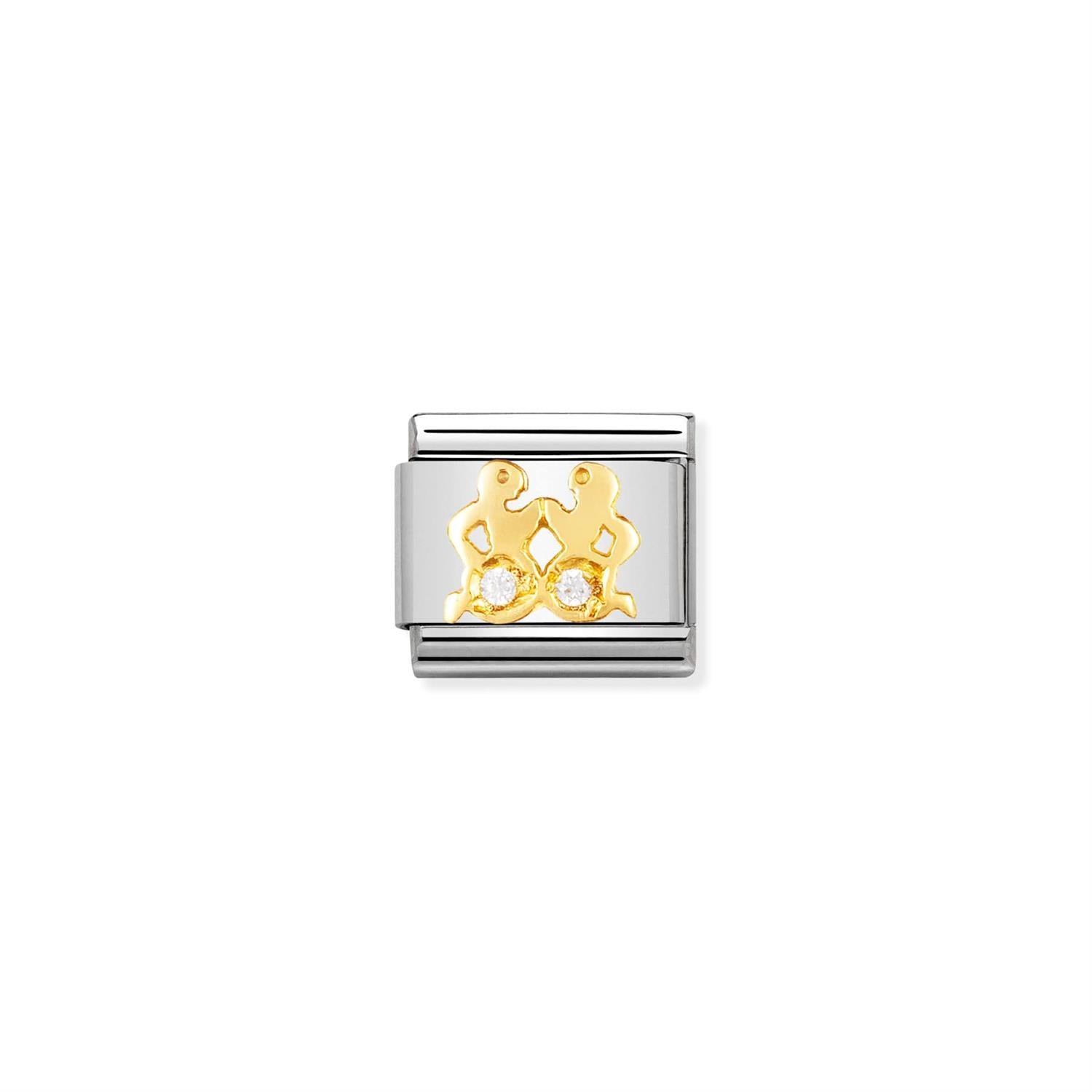 Cubic Zirconia Gemini Link Charm - Silver
