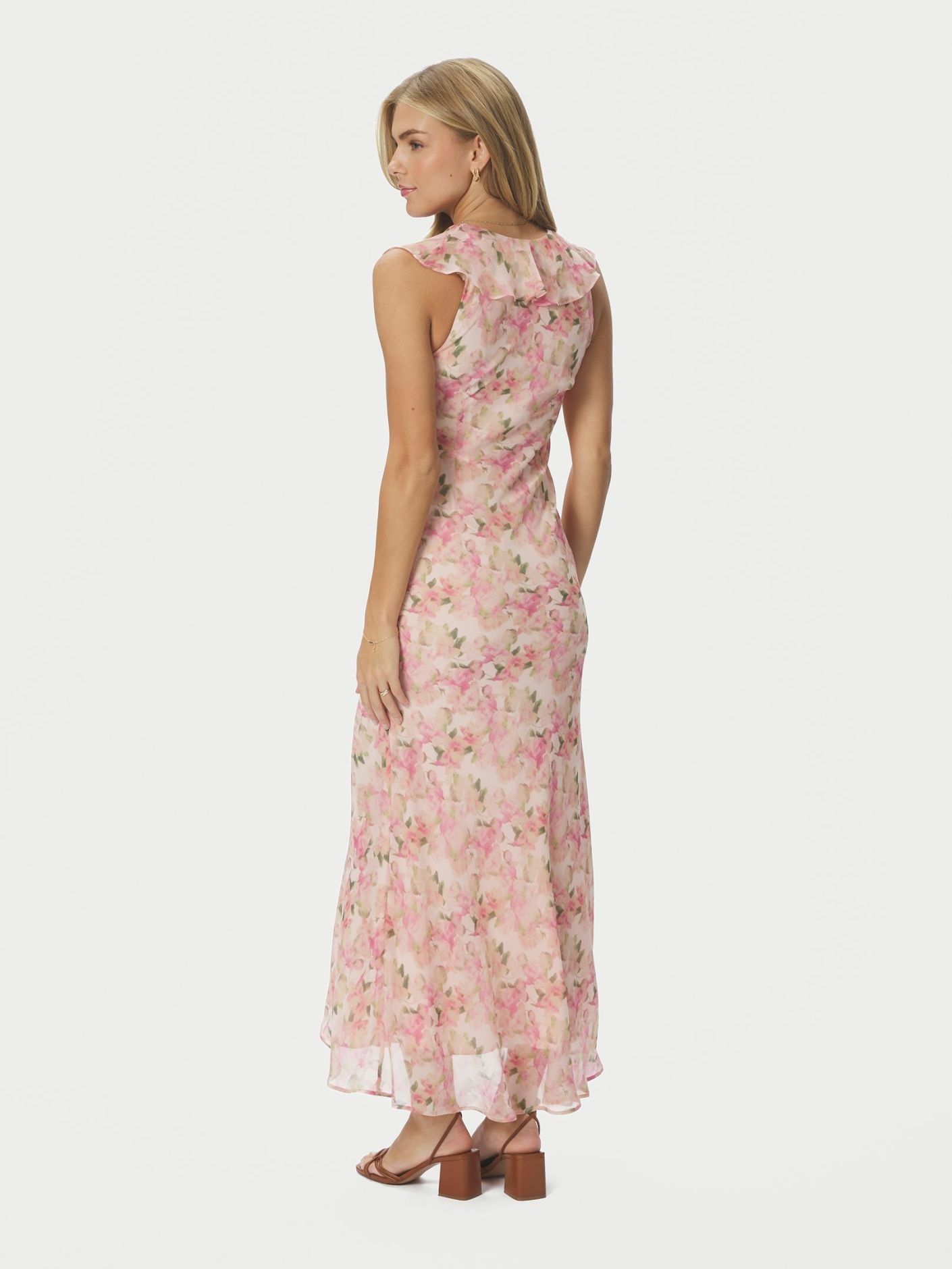 Zella Chiffon Print Dress Dusty Pink - Pink