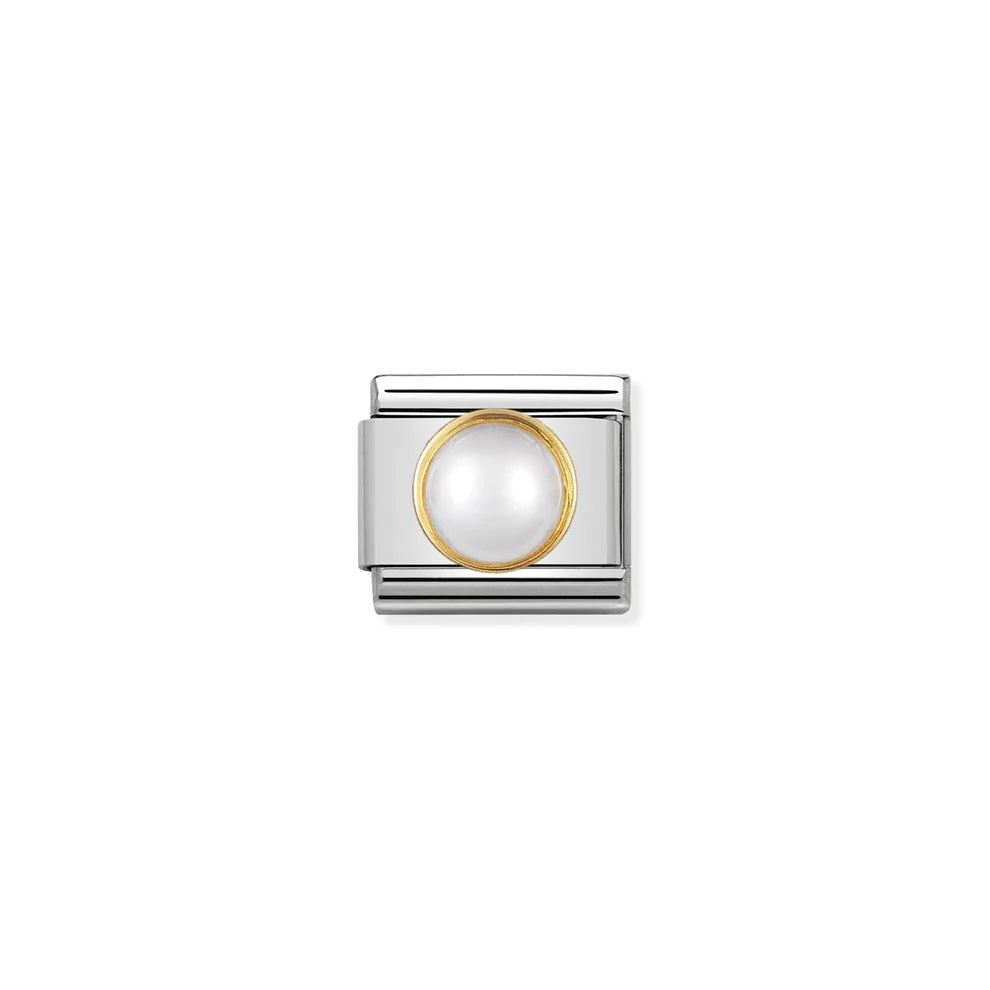 Gold And White Pearl Round Stone - Gold