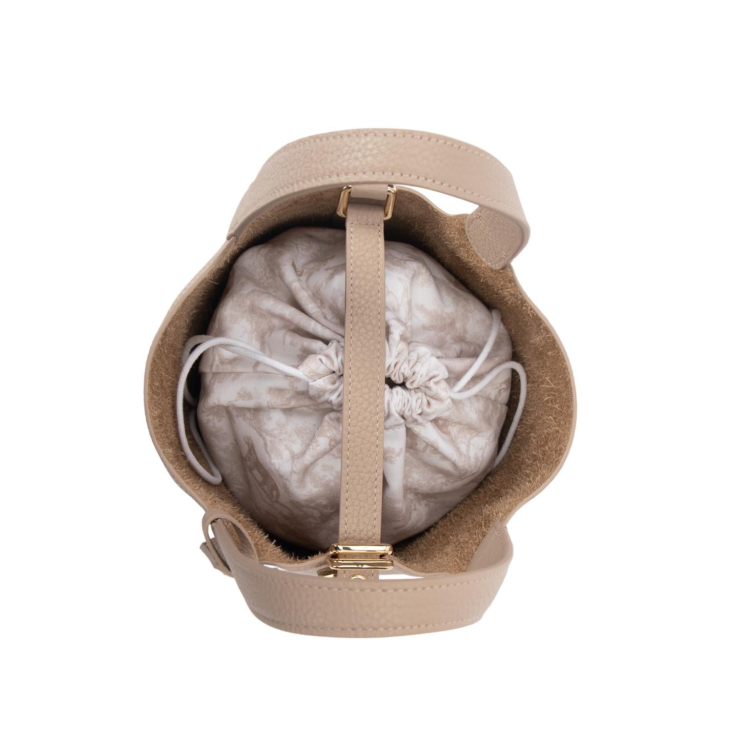 Leather Bucket Bag Mini Dark Sand - Beige