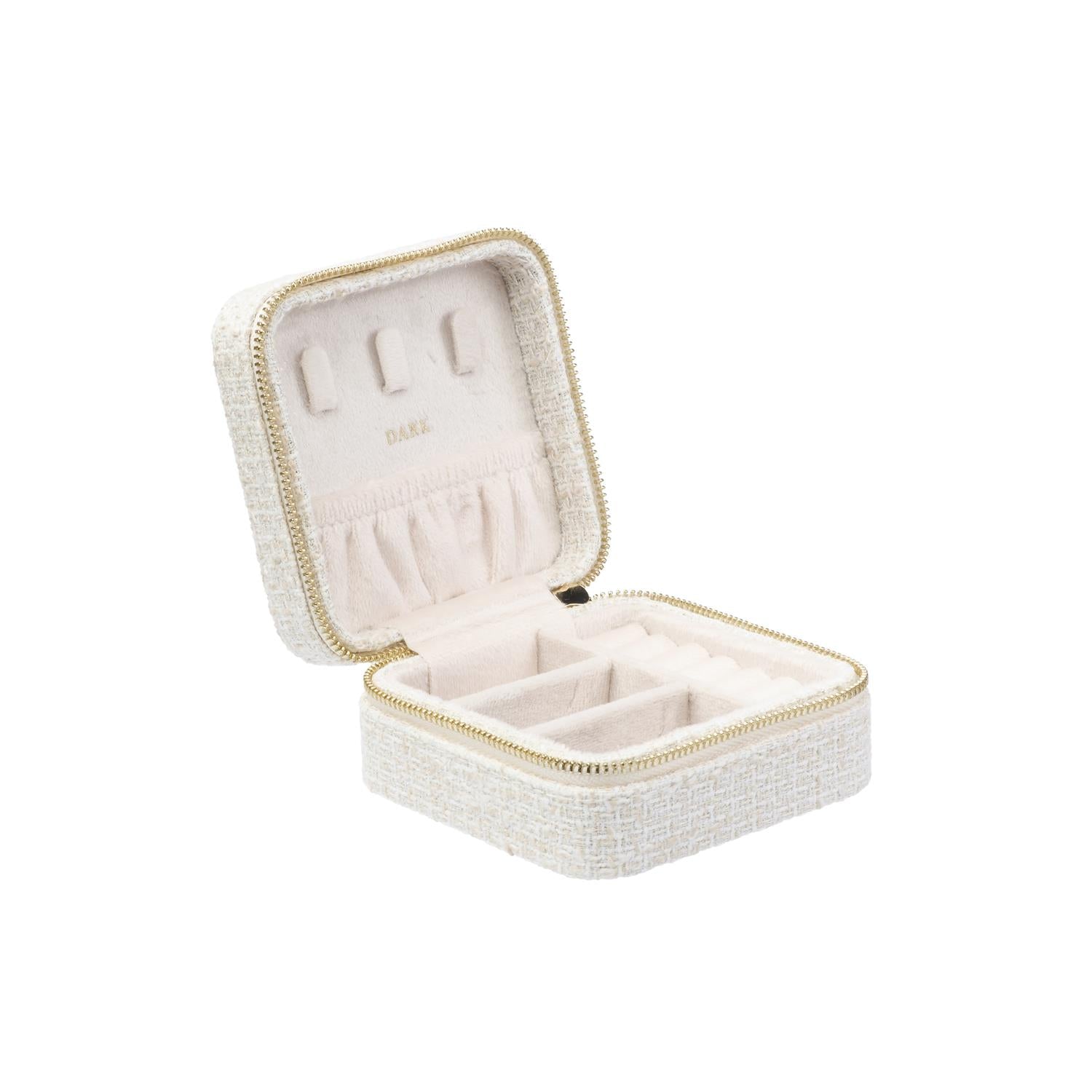 Tweed Jewellery Box Mini Off White w/ Sand - Off-White