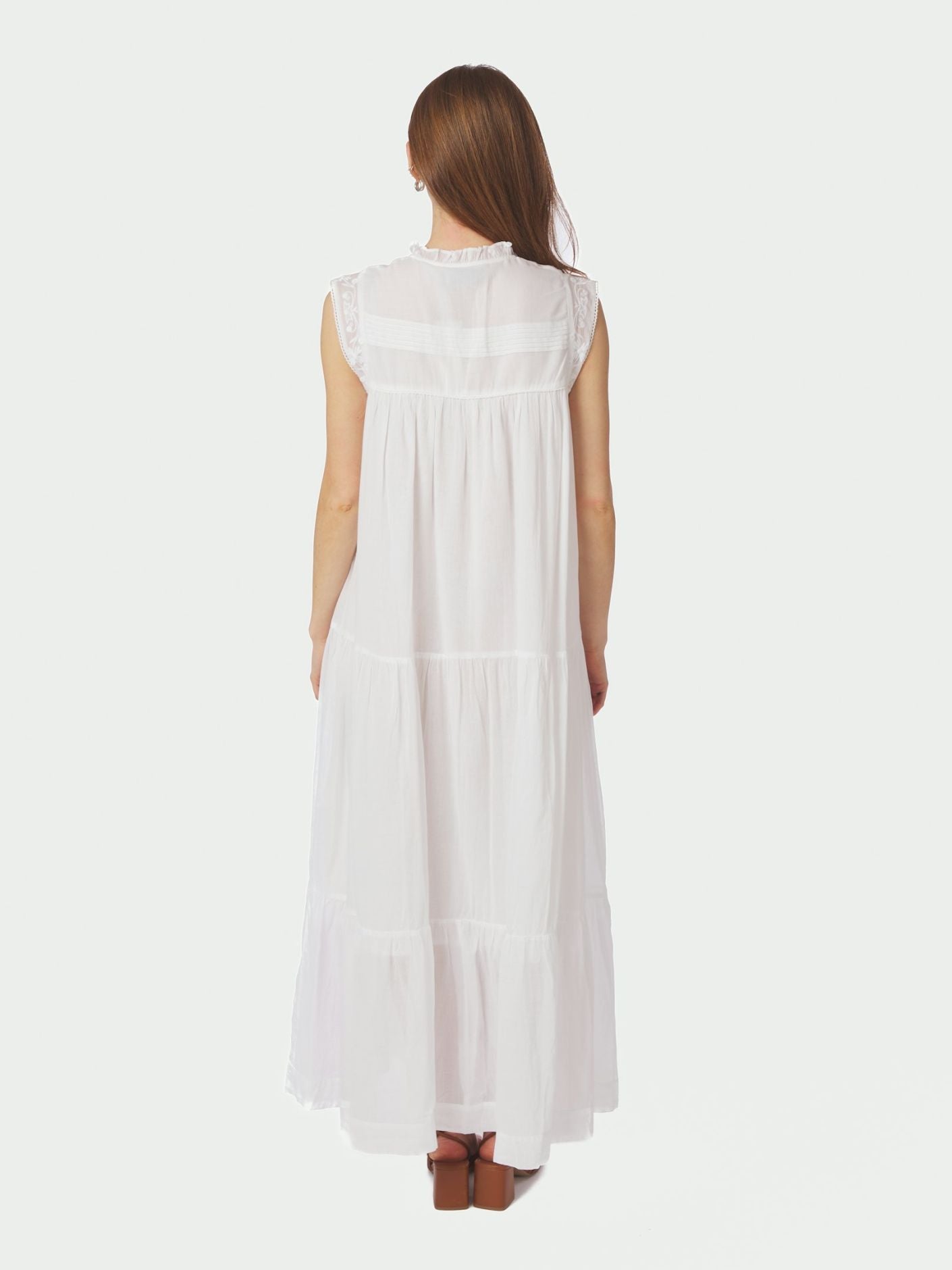 Veana S Voile Maxi Dress White - White