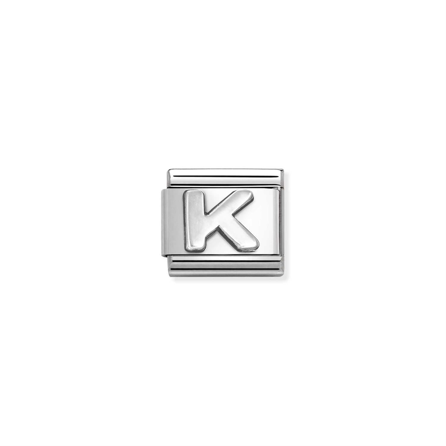 Letter K Silver Charm Link - Silver