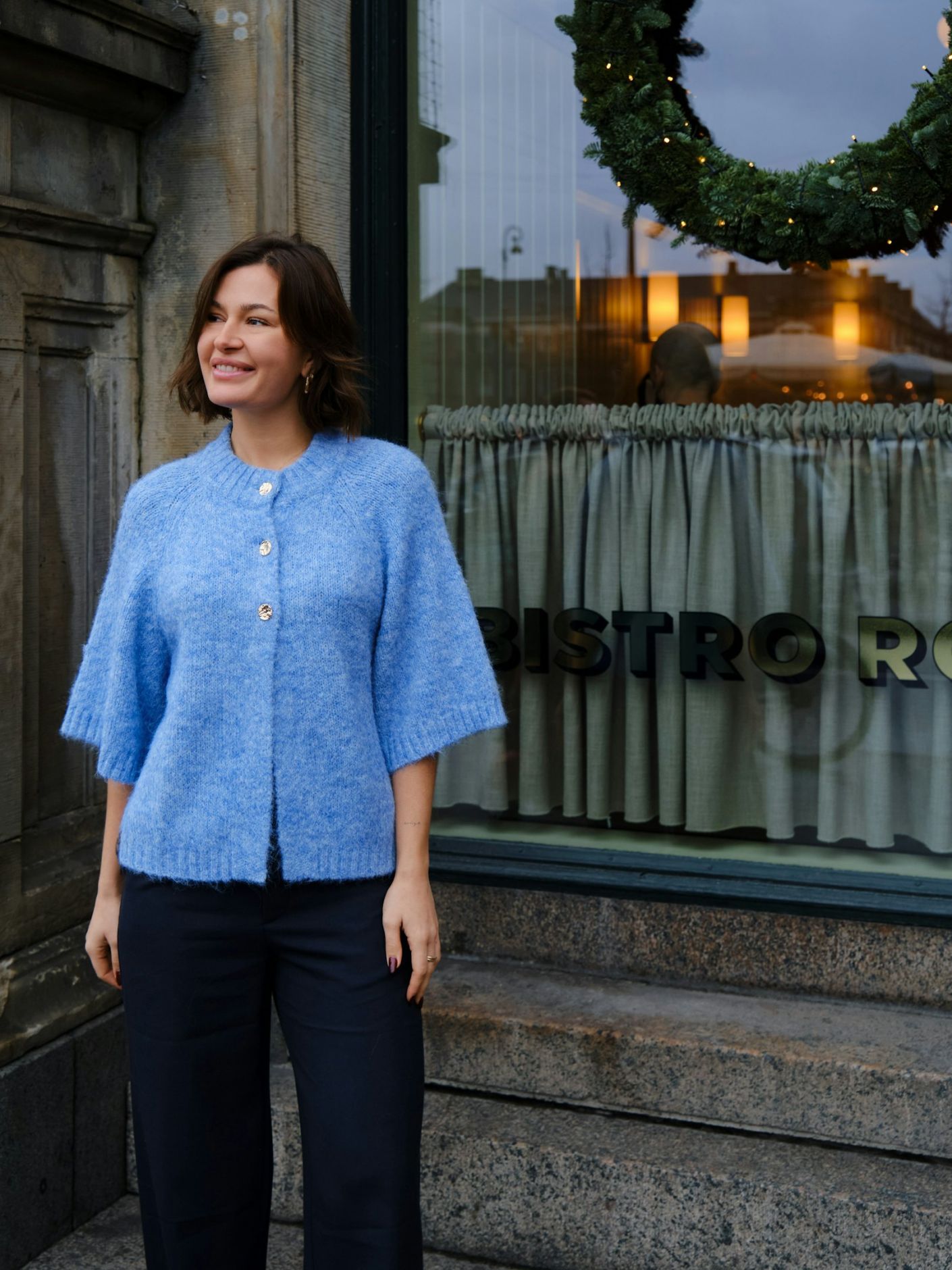 Benuta Fluffy Knit Cardigan Dusty Blue - Sky Blue