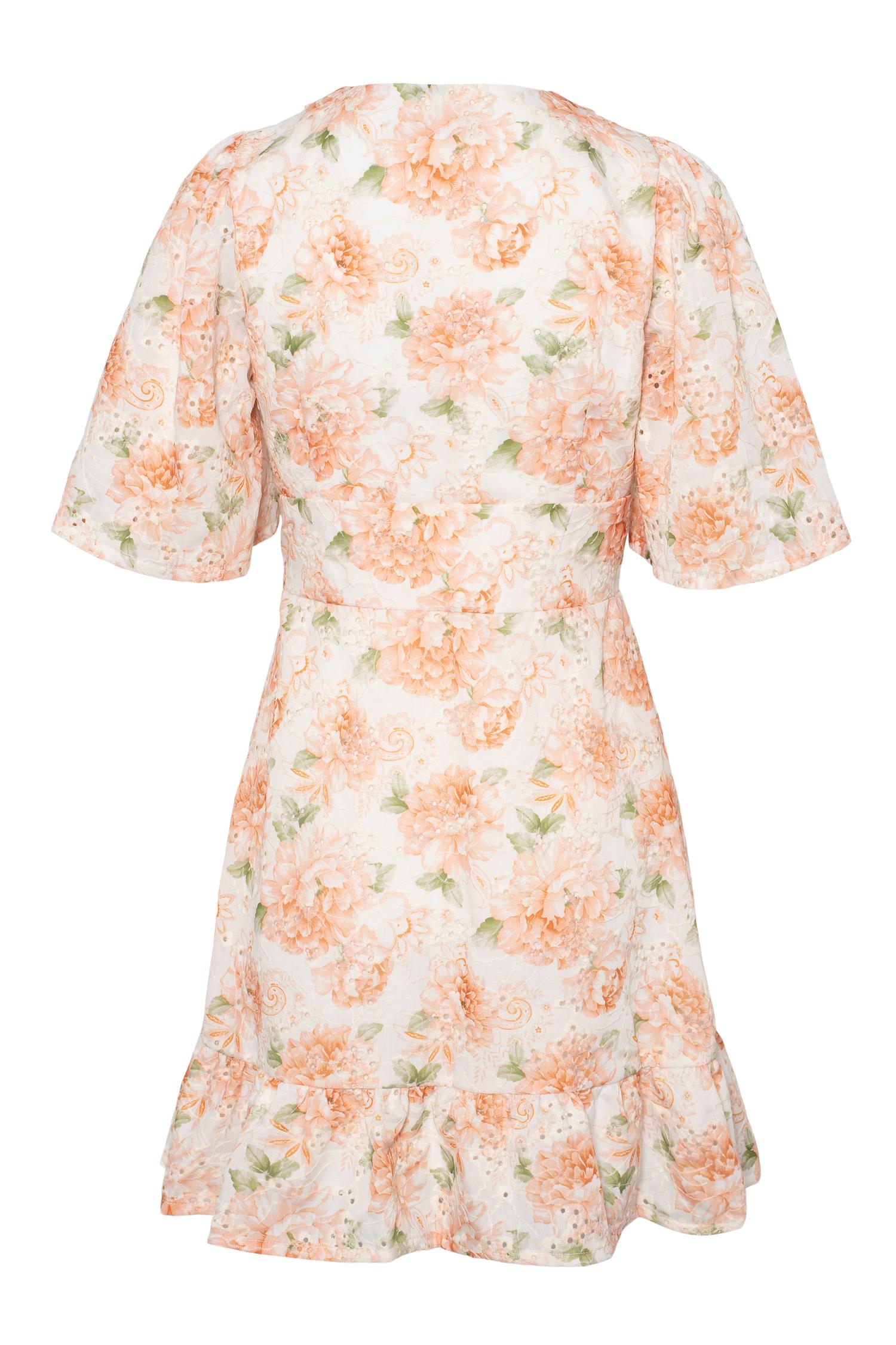 Celina Mini Dress Peony Pop Orange - White