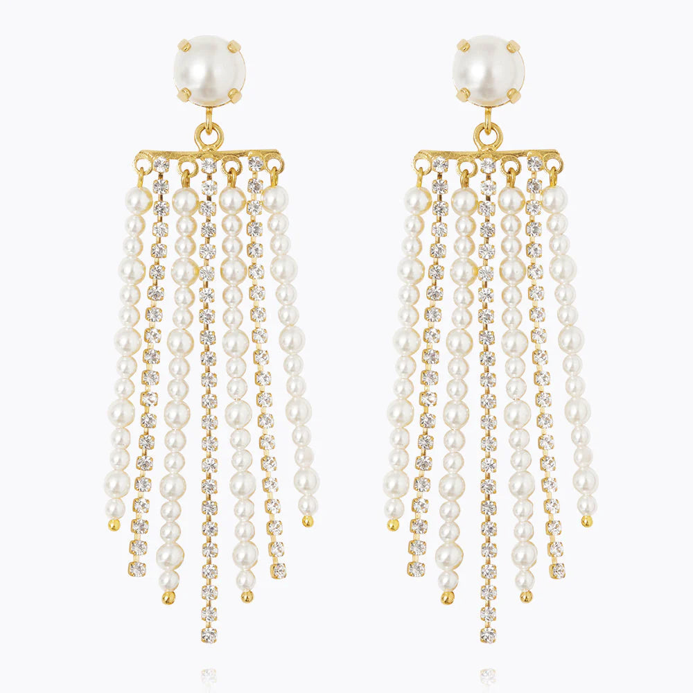 Donna Earrings Gold Pearl/Crystal - Gold