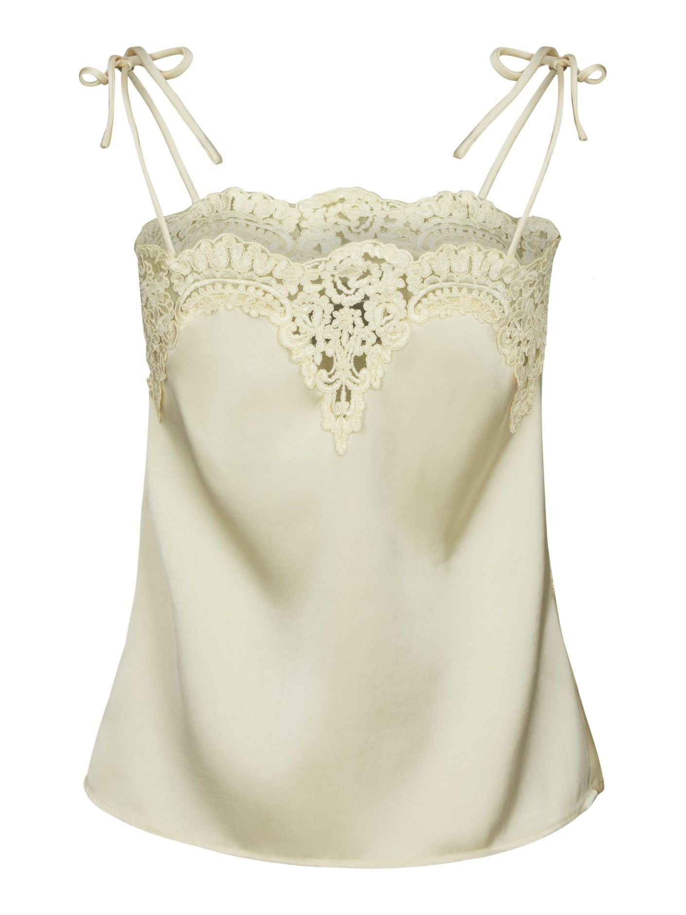 Kaela Heavy Sateen Lace Top Light Yellow - Yellow