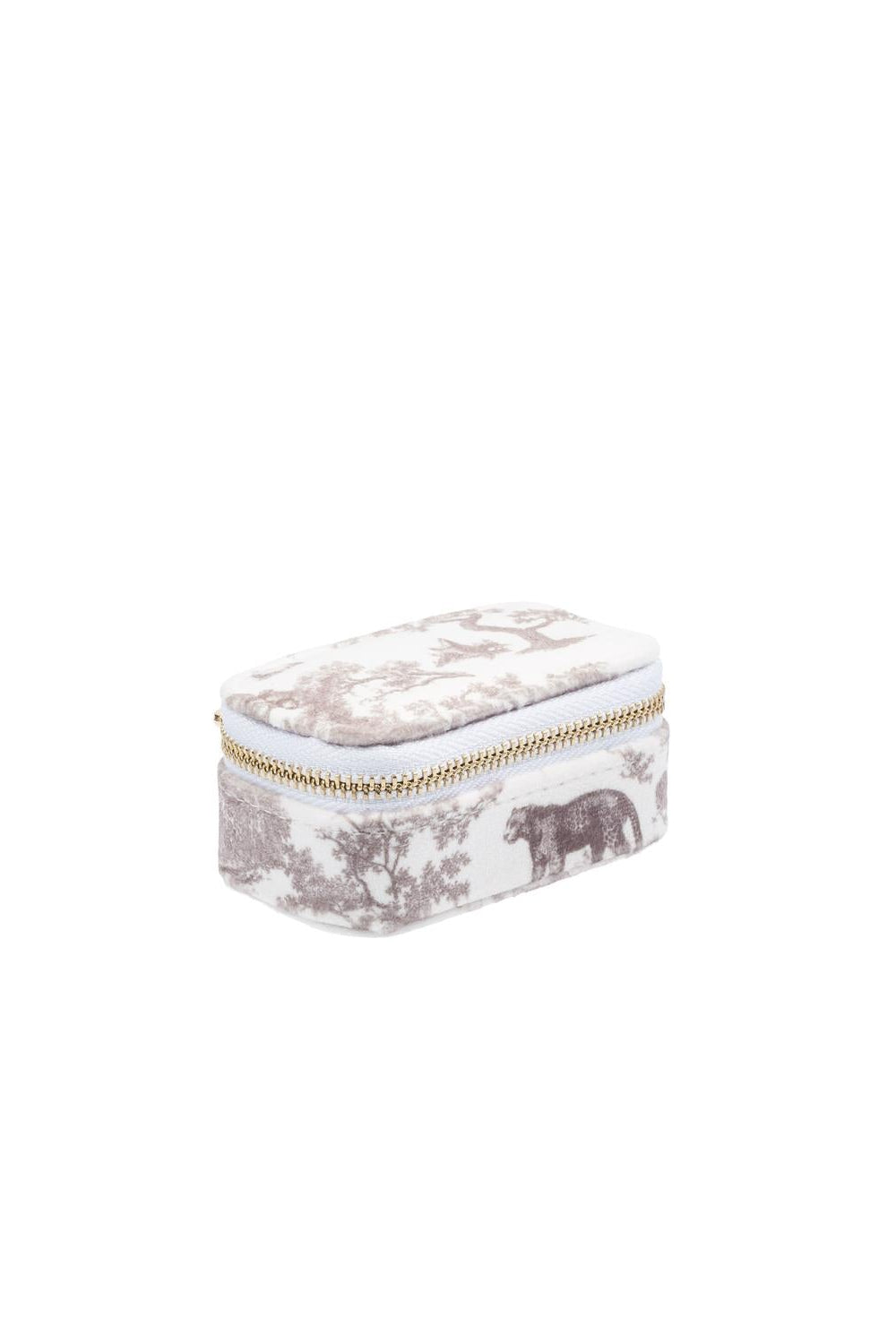 Velvet Jewellery Box Micro Warm Taupe Savannah Pattern - Beige