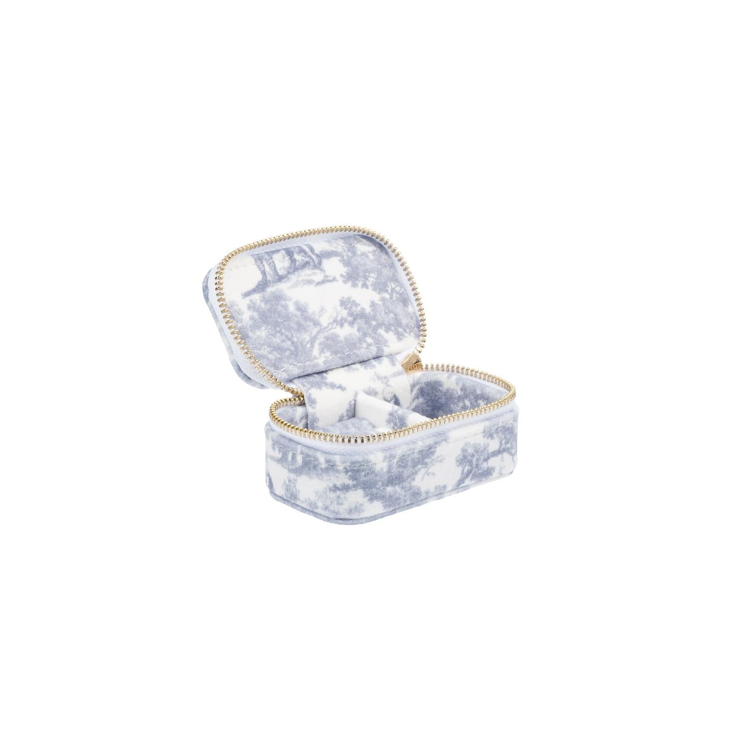 Velvet Jewellery Box Micro Country Blue Savannah Pattern - Sky Blue