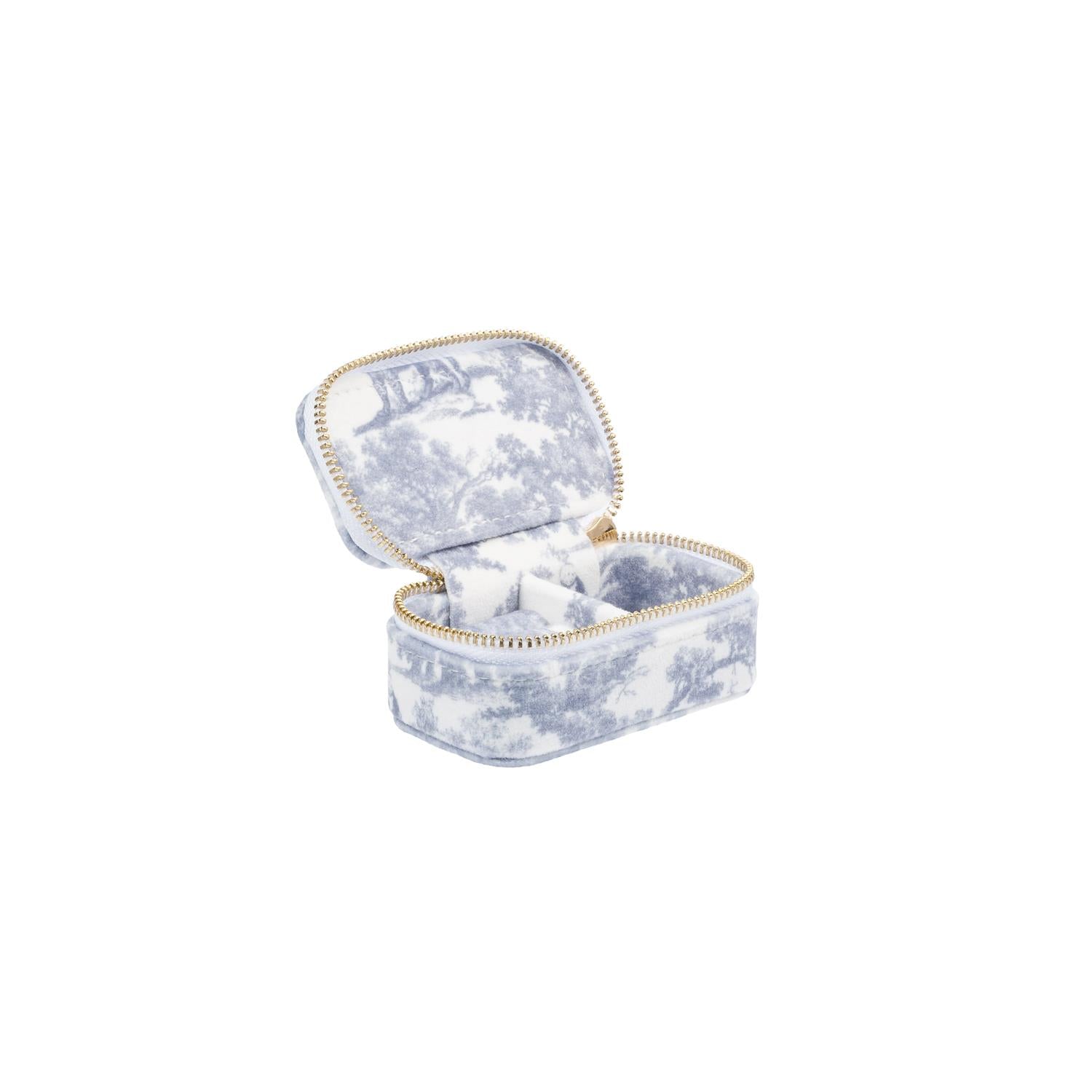 Velvet Jewellery Box Micro Country Blue Savannah Pattern - Sky Blue