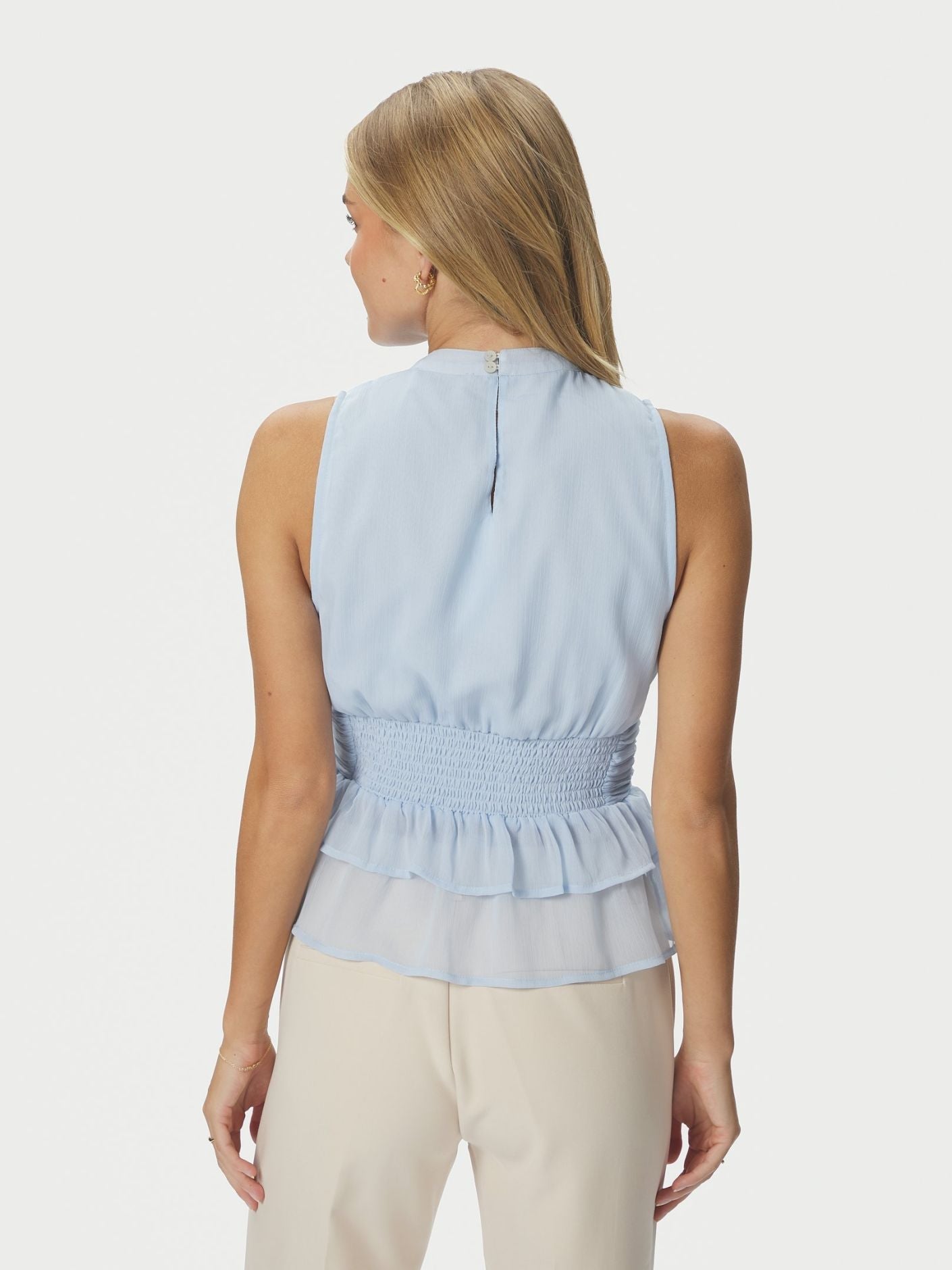 Ansol Solid Chiffon Top Light Blue - Sky Blue