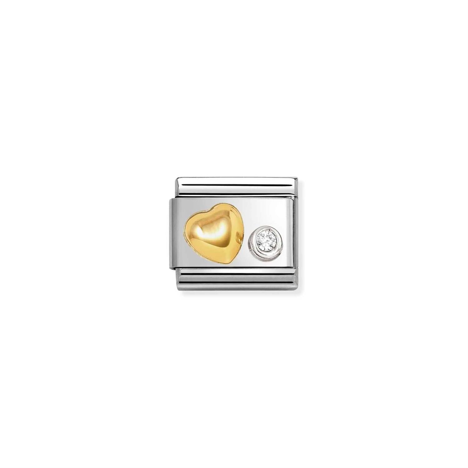 Raised Heart Cubic Zirconia White - Silver