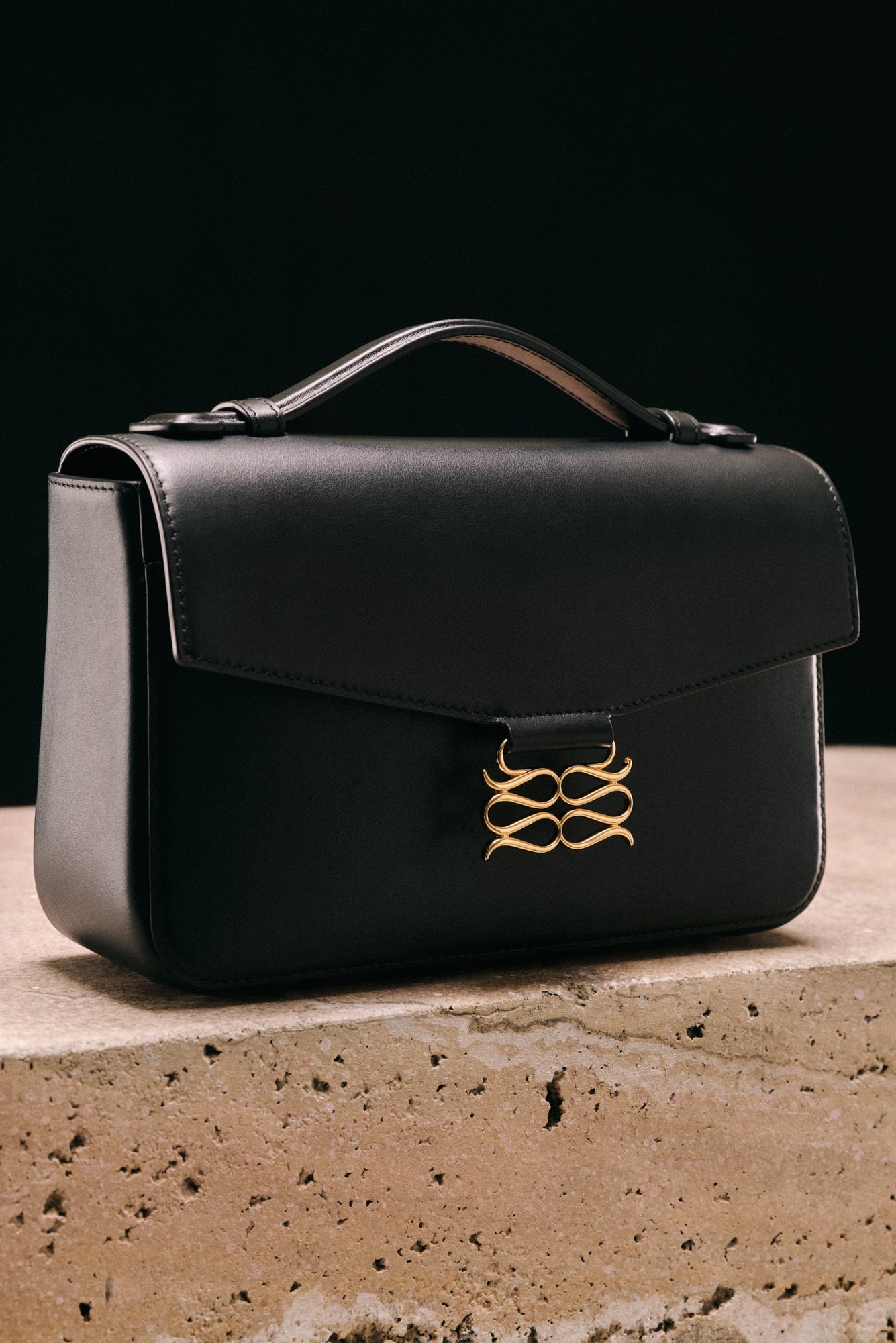 Monogram Leather Shoulder Bag Black - Black
