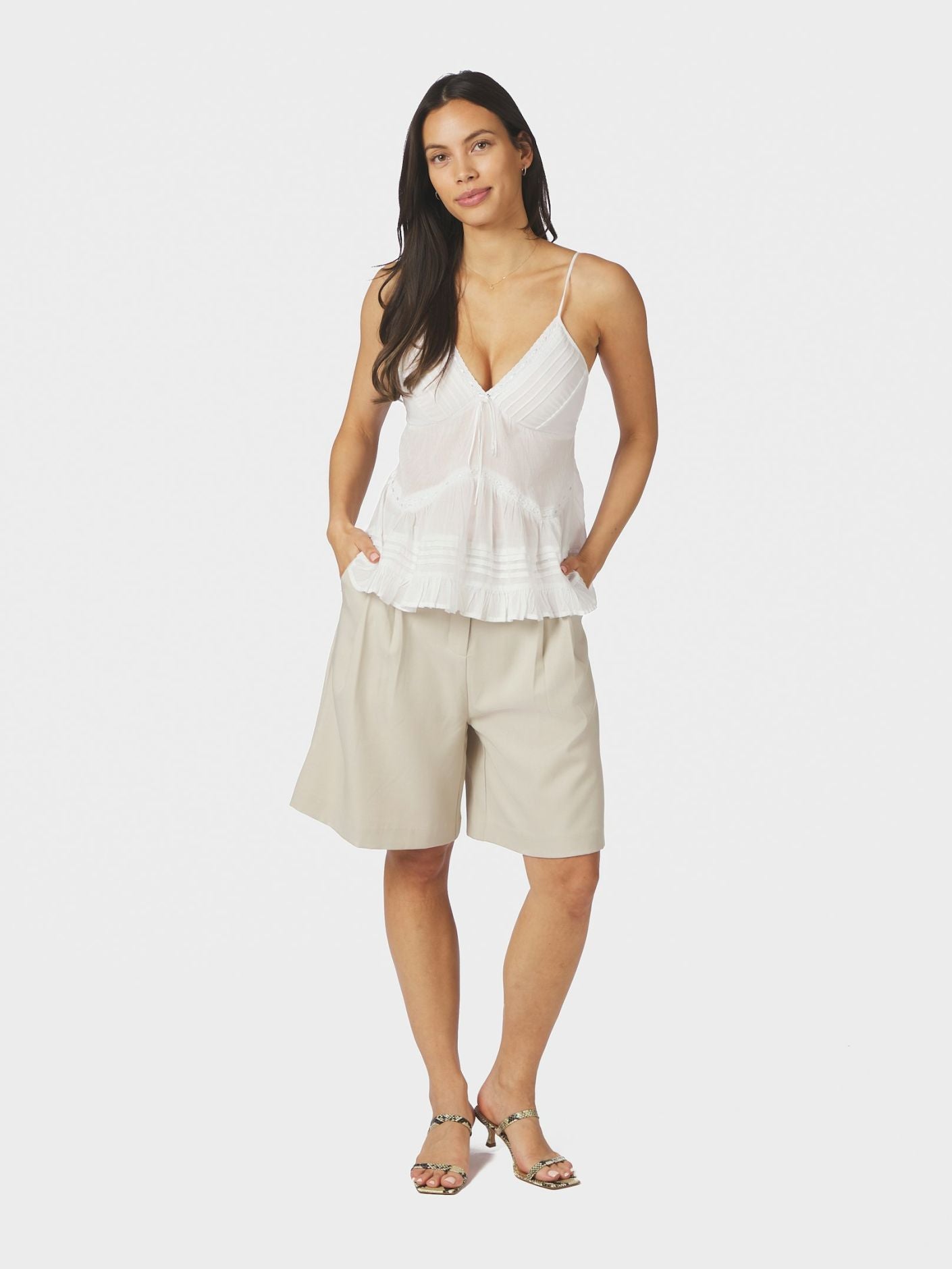 Elvena S Voile Top White - White
