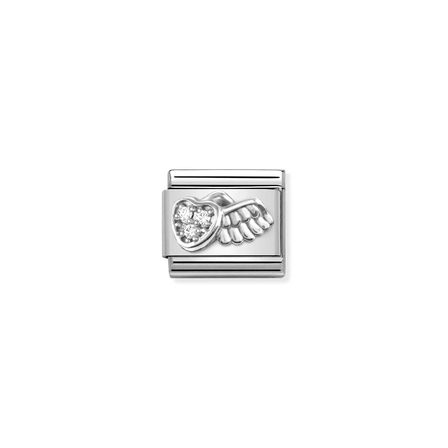 Winged Heart Profile Charm - Silver