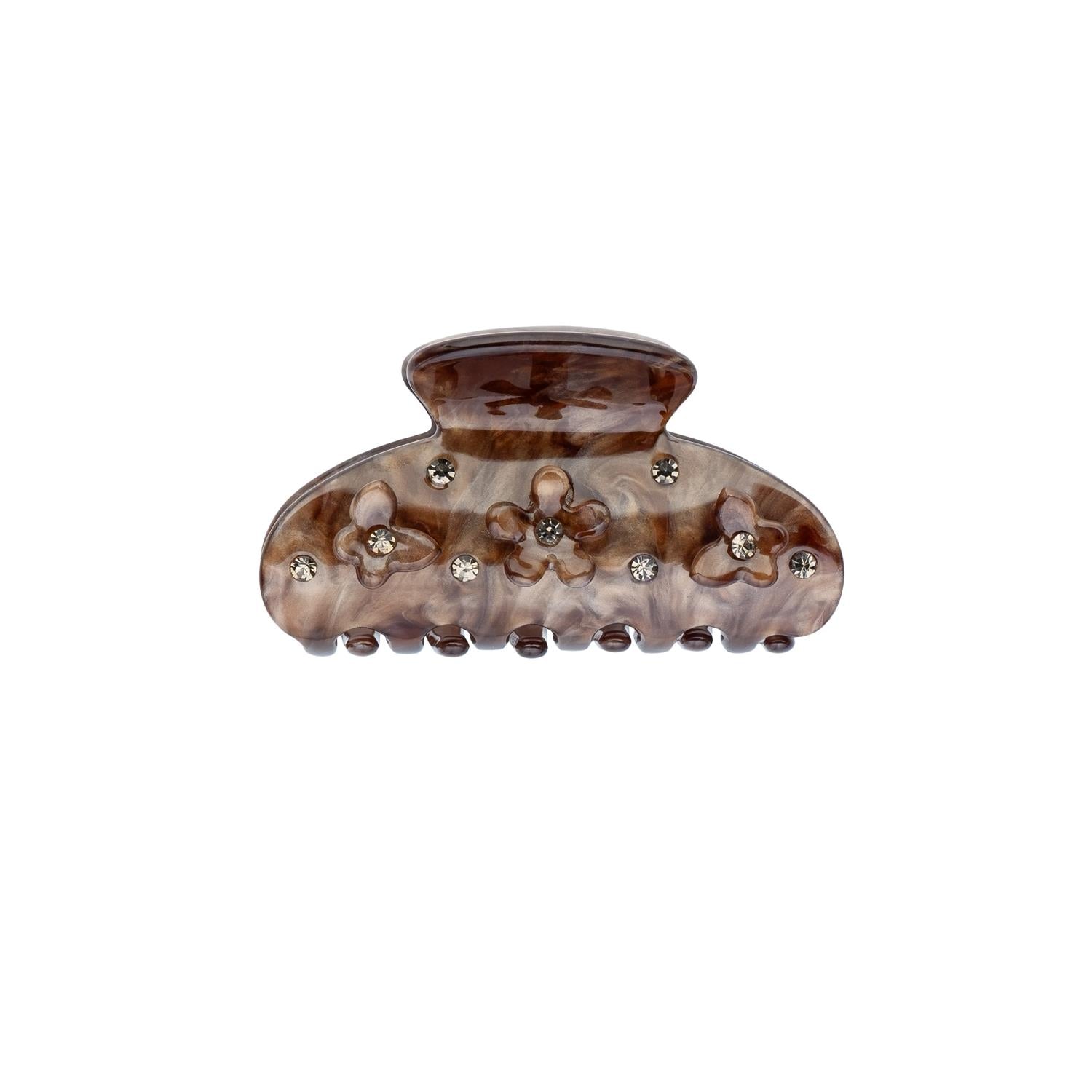 Flower & Butterfly Hair Claw Small Chocolate Brown - Chocolate