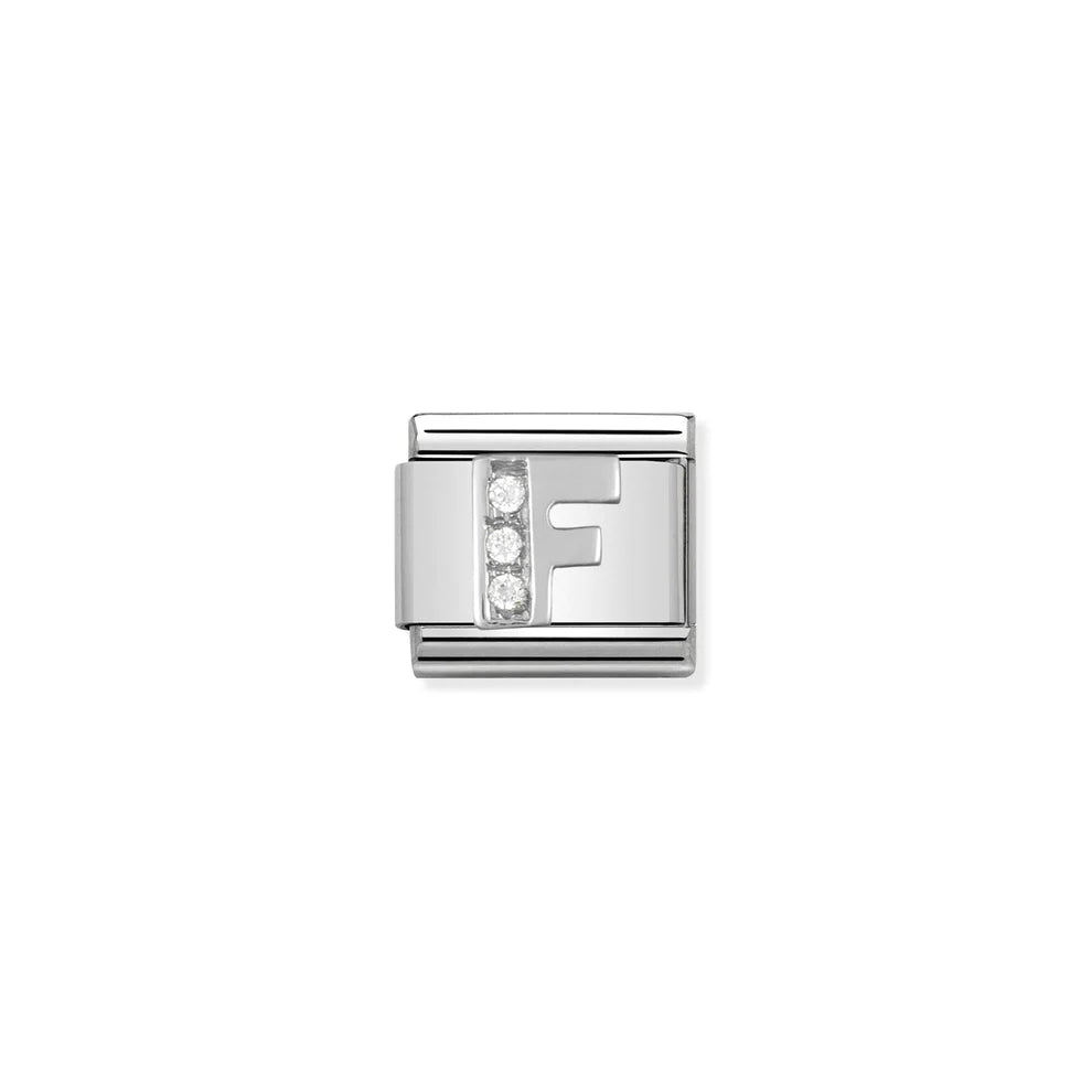 Letter F Cubic Zirconia Silver - Silver
