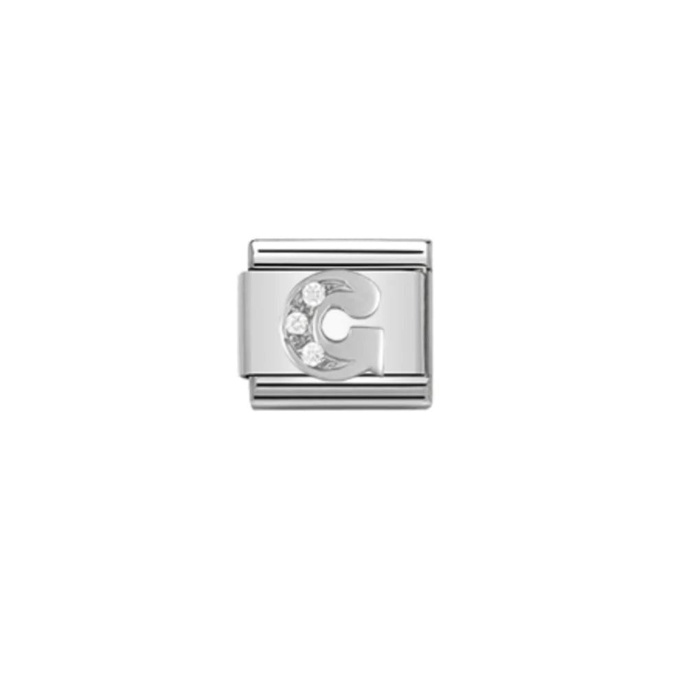 Letter G Cubic Zirconia Silver - Silver