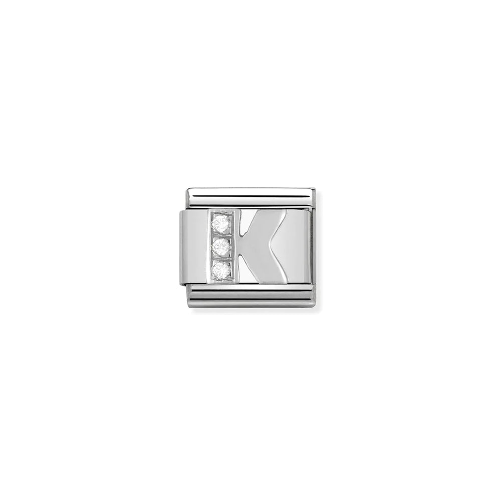 Letter K Cubic Zirconia Silver - Silver