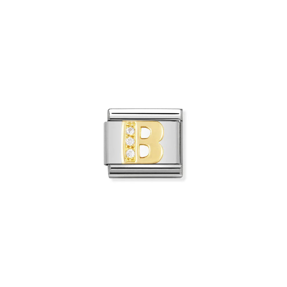 Cubic Zirconia Letter B Gold - Gold