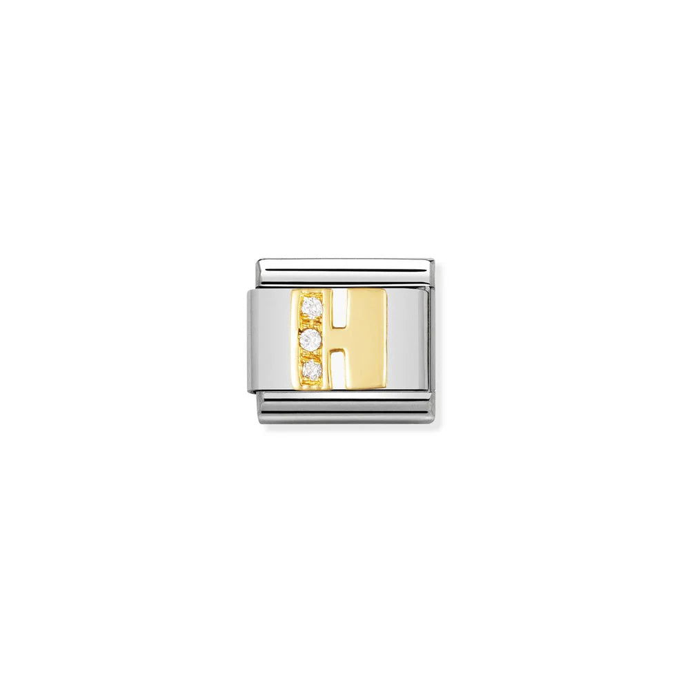 Cubic Zirconia Letter H Gold - Gold