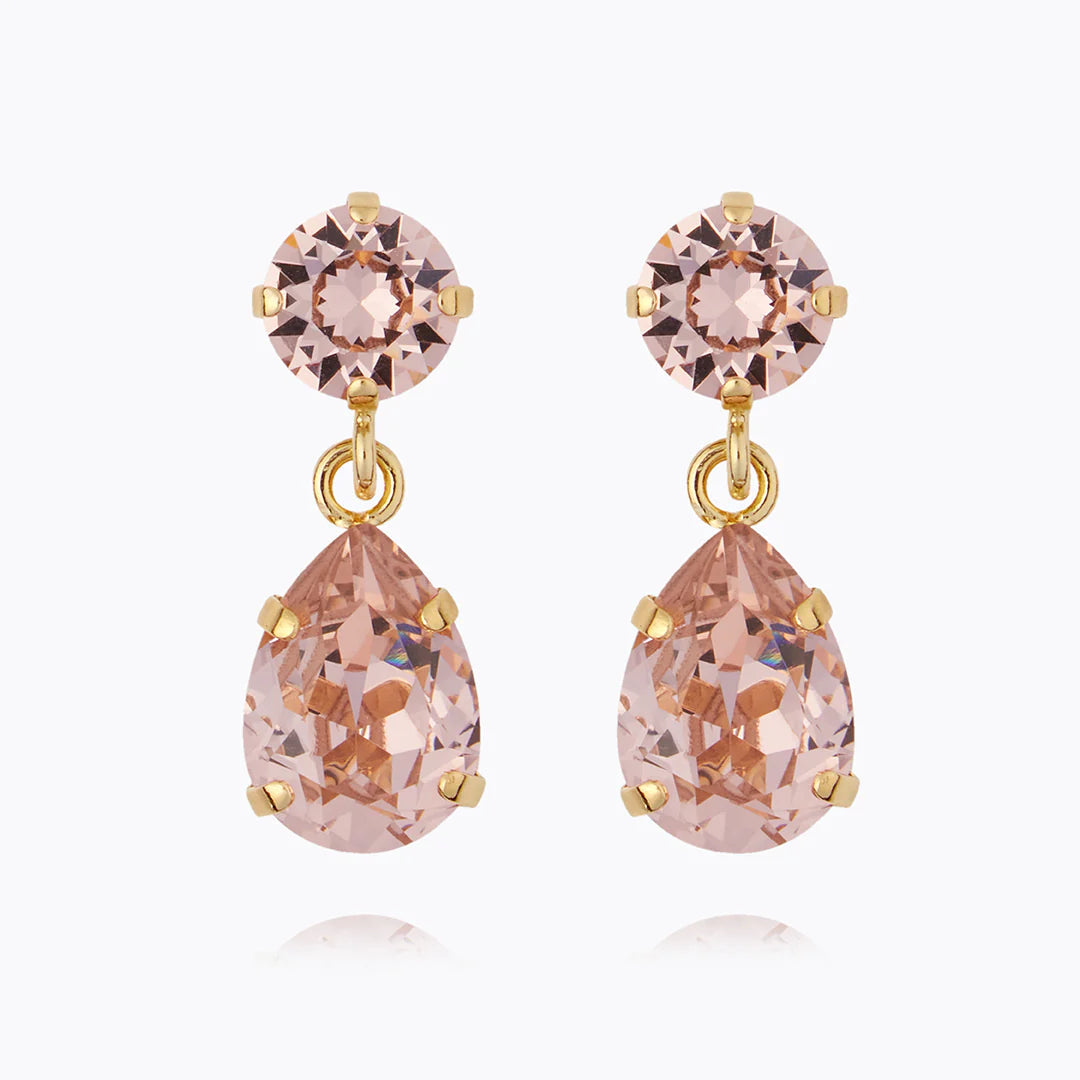 Mini Drop Earrings Gold Vintage Rose - Gold