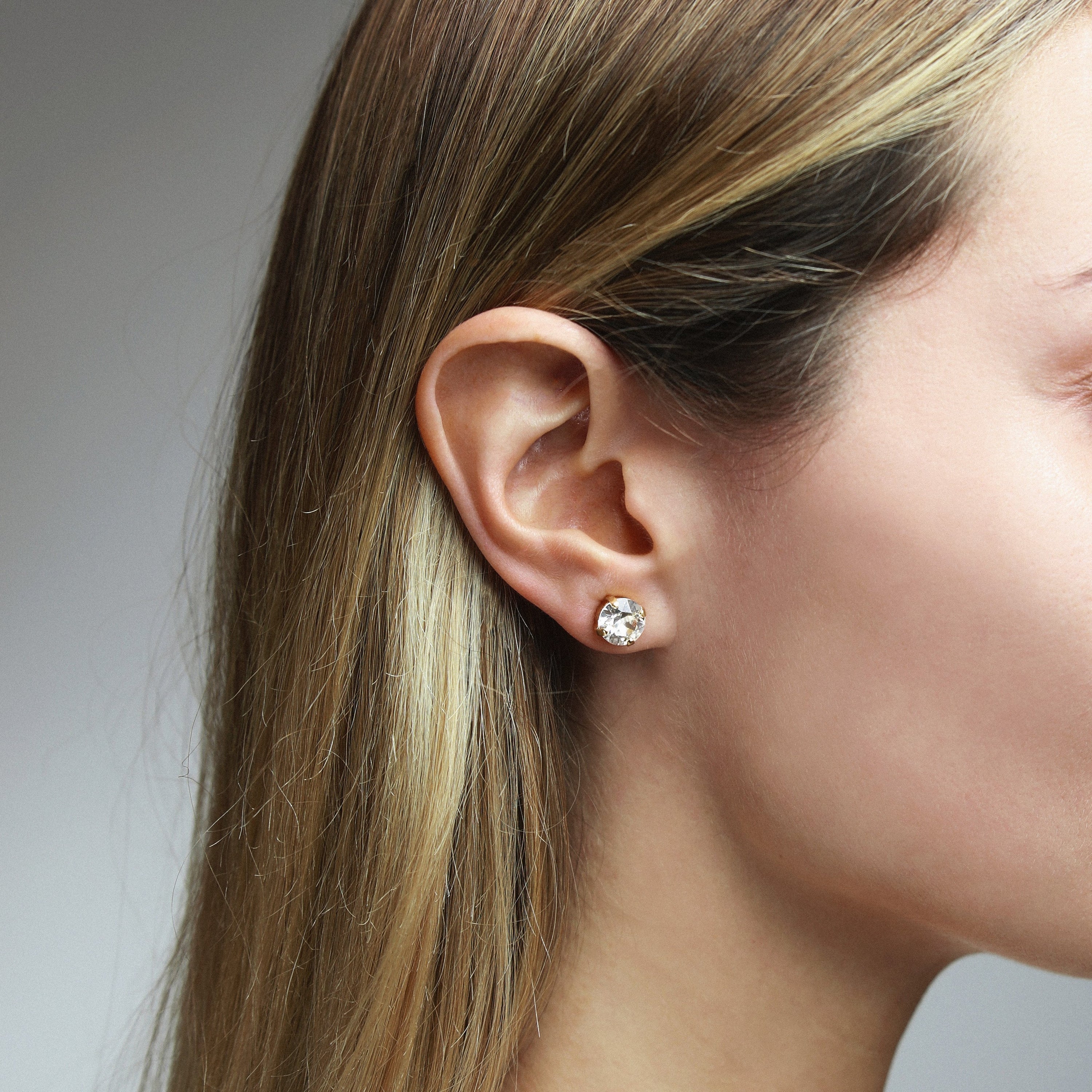 Classic Stud Earrings Gold Crystal - Gold