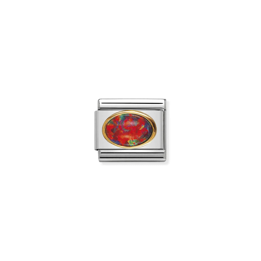 Oval Stone Red Opal Gold - Red