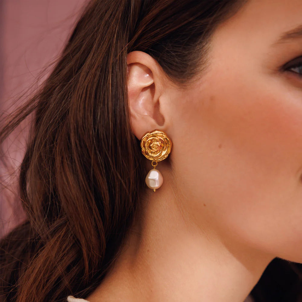 Rosita Pearl Earrings Gold - Gold