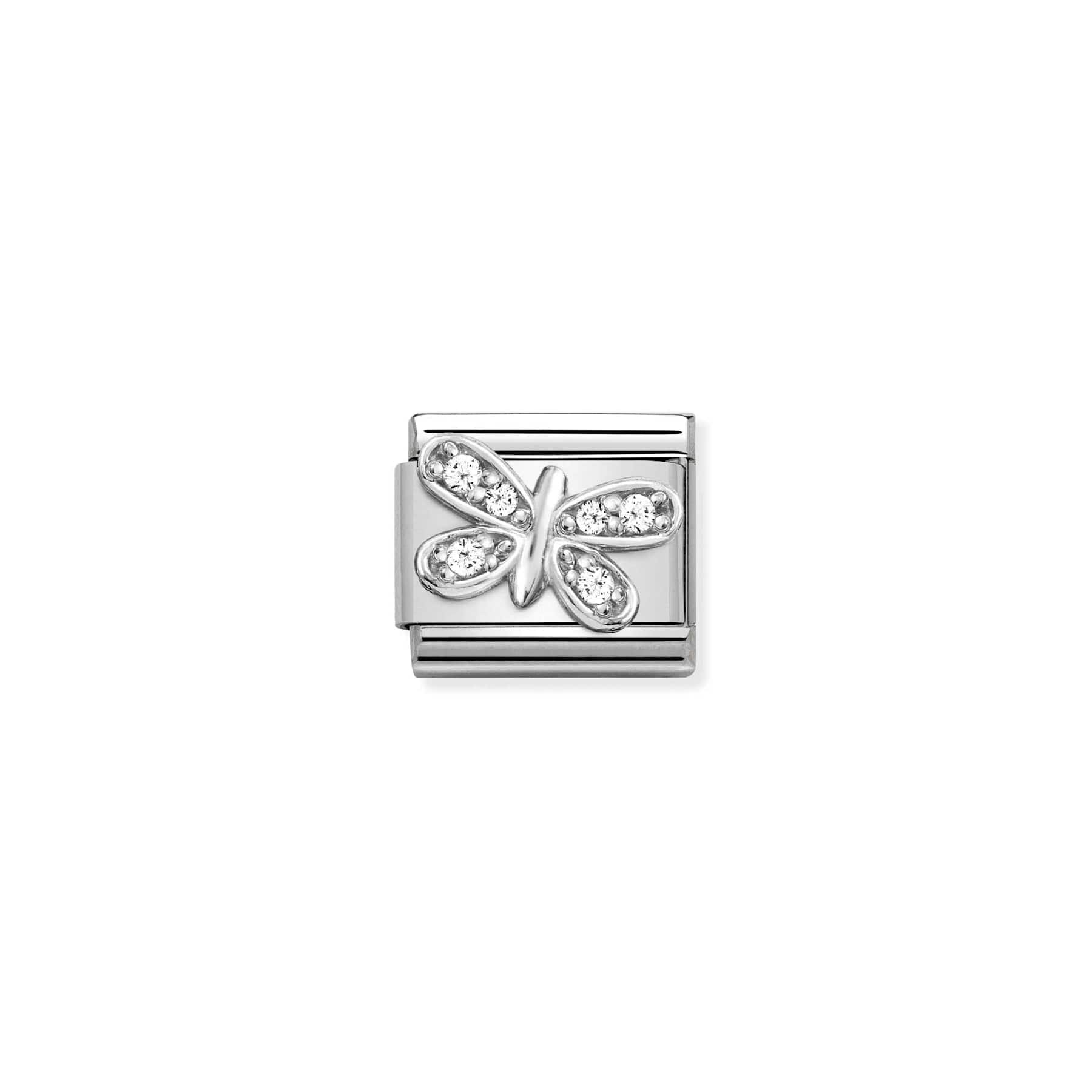Cubic Zirconia White Butterfly Silver - Silver