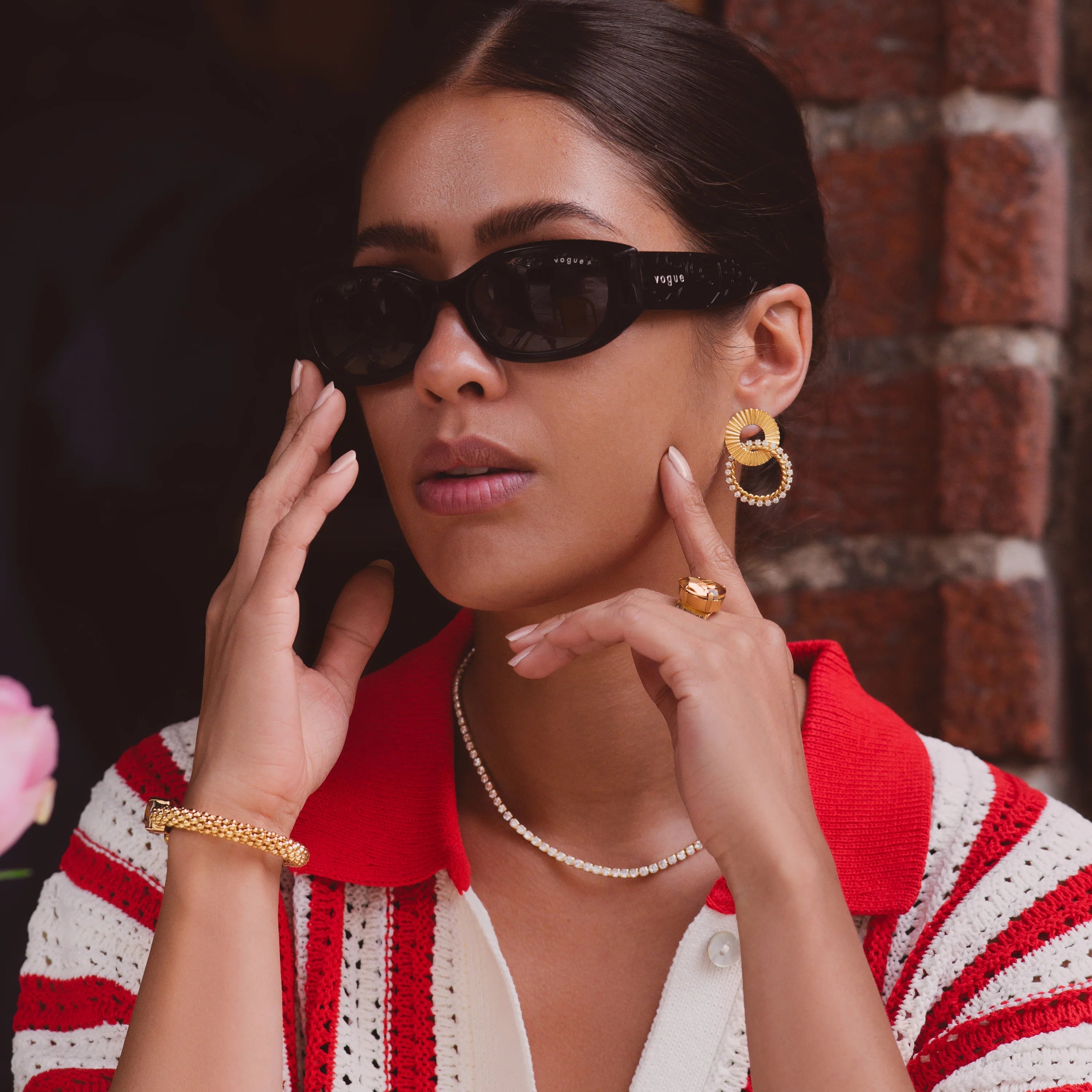 Gianna Earrings Gold Crystal - Gold