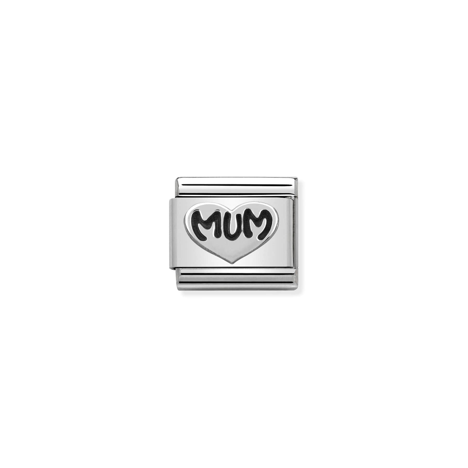 Mum Heart Silver Link Charm - Silver
