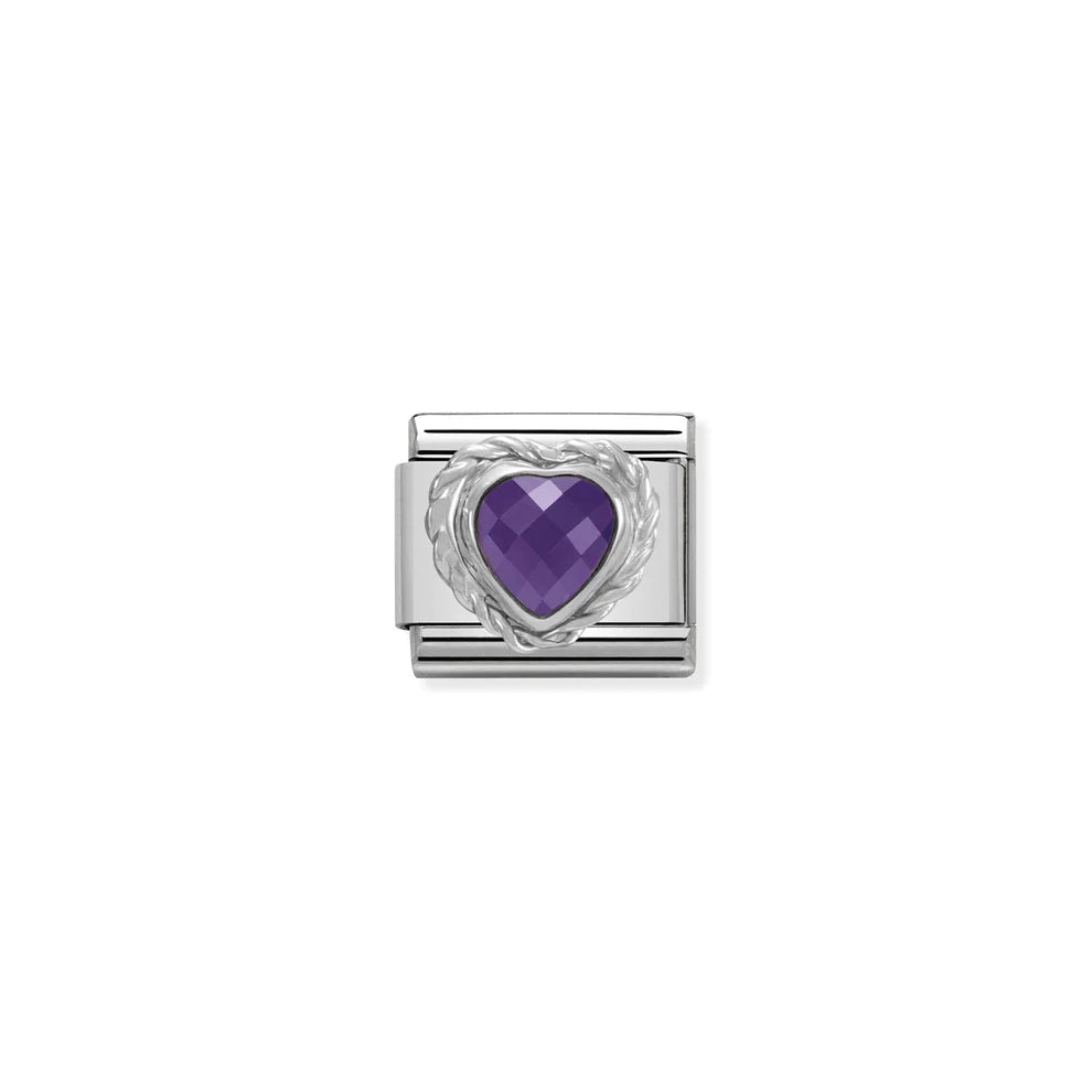 Faceted Cubic Zirconia Heart Purple Silver - Lavender