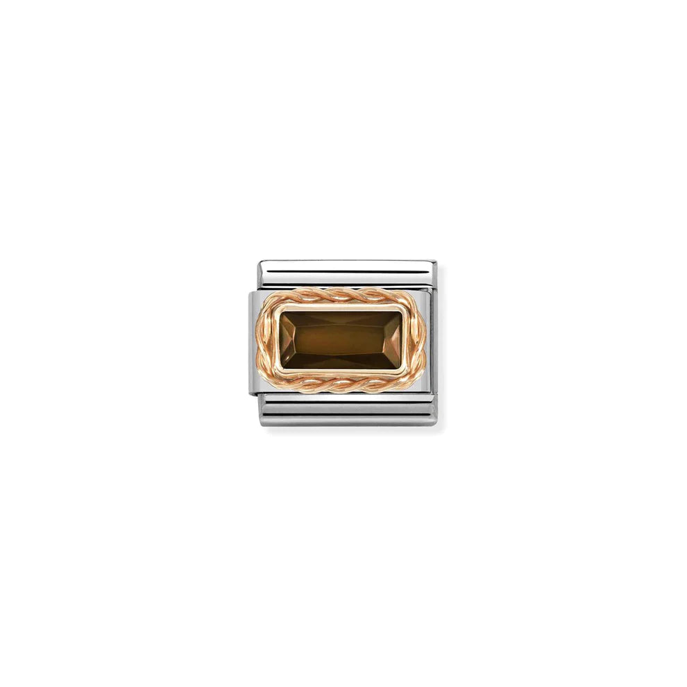 Faceted Baguette Smokey Rose Gold - Gold