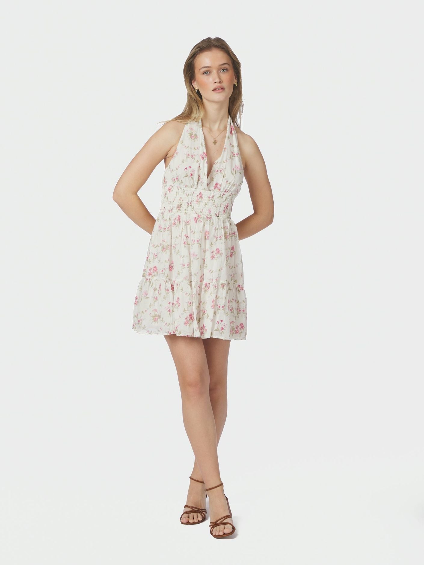Magda Spring Flower Dress Off White - Off-White