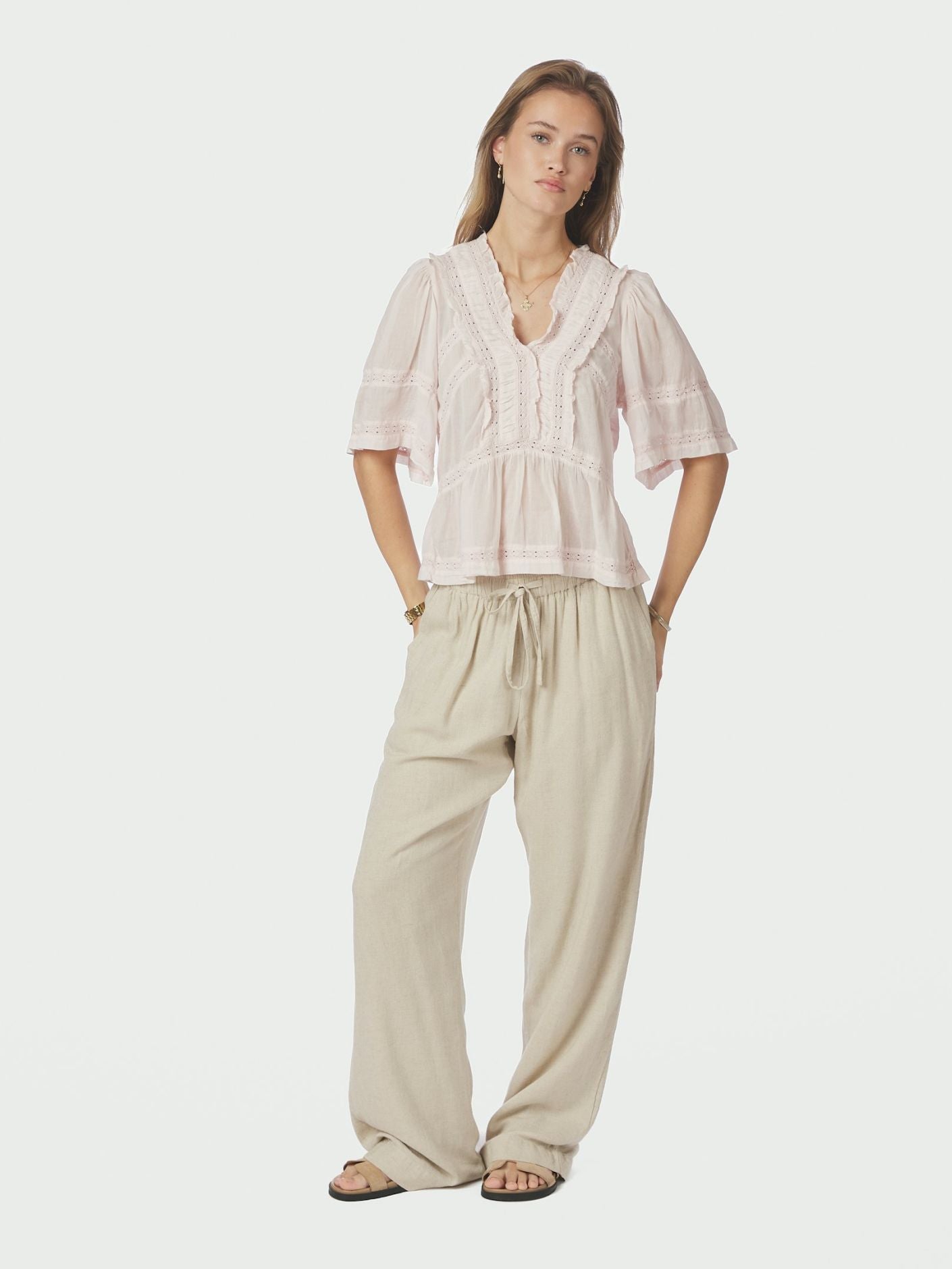 Evienne S Voile Top Light Pink - Pink
