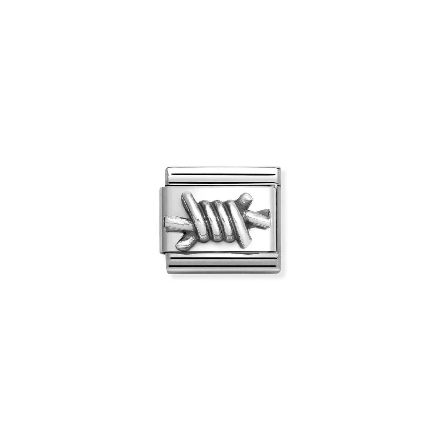 Barbed Wire Link Charm - Silver