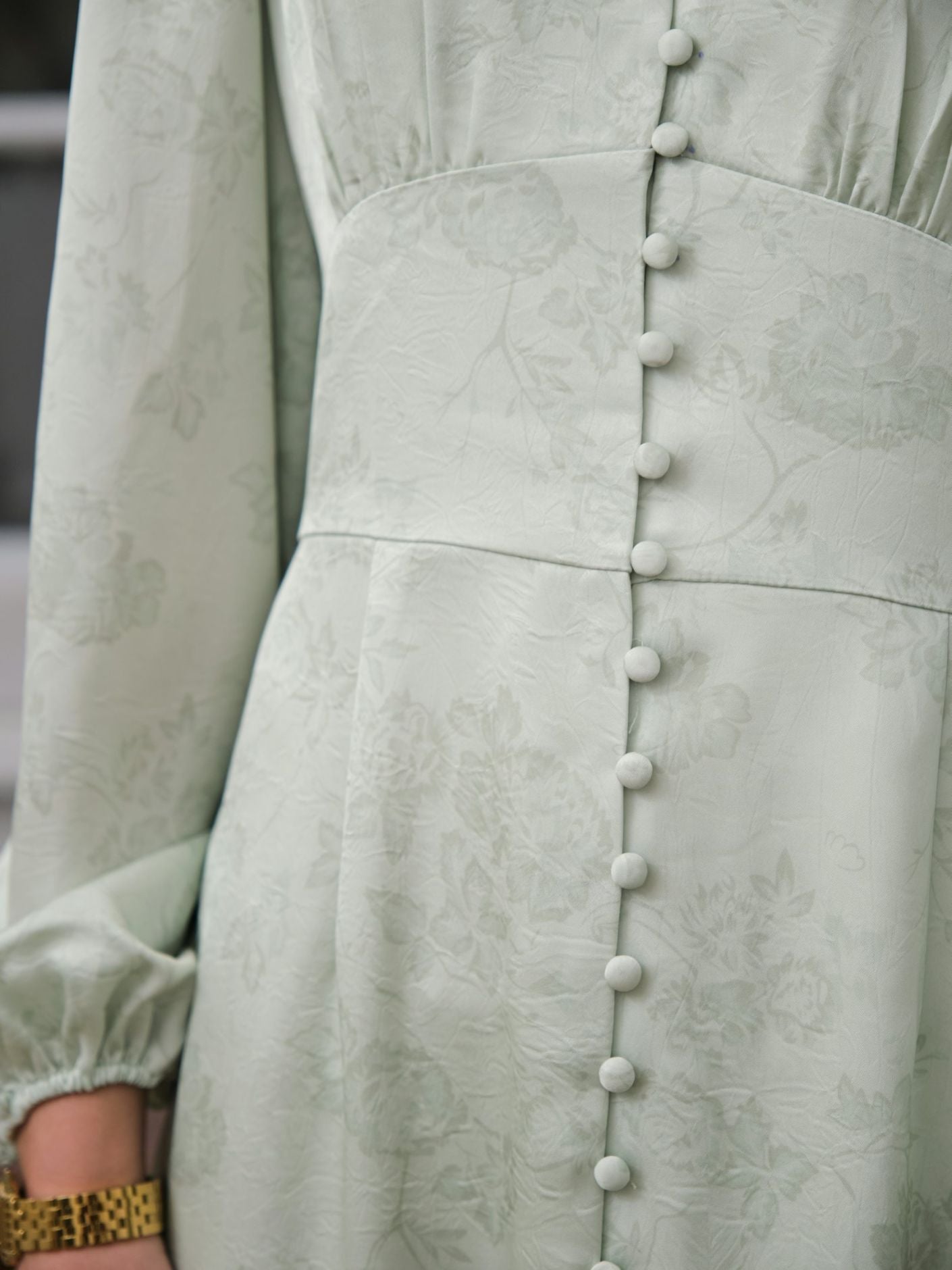 Alto Pattern Sateen Dress Light Green - Sage
