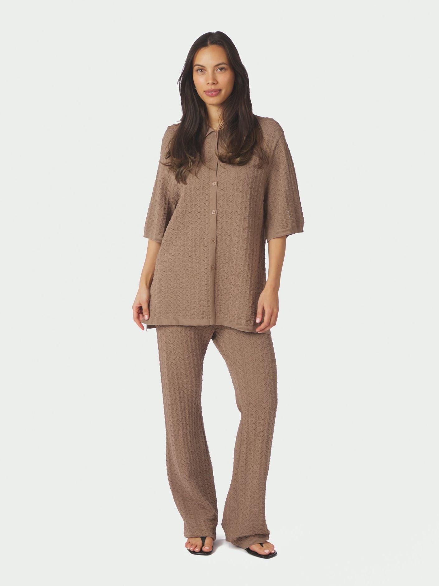 Sette Fine Crochet Blouse Taupe - Beige