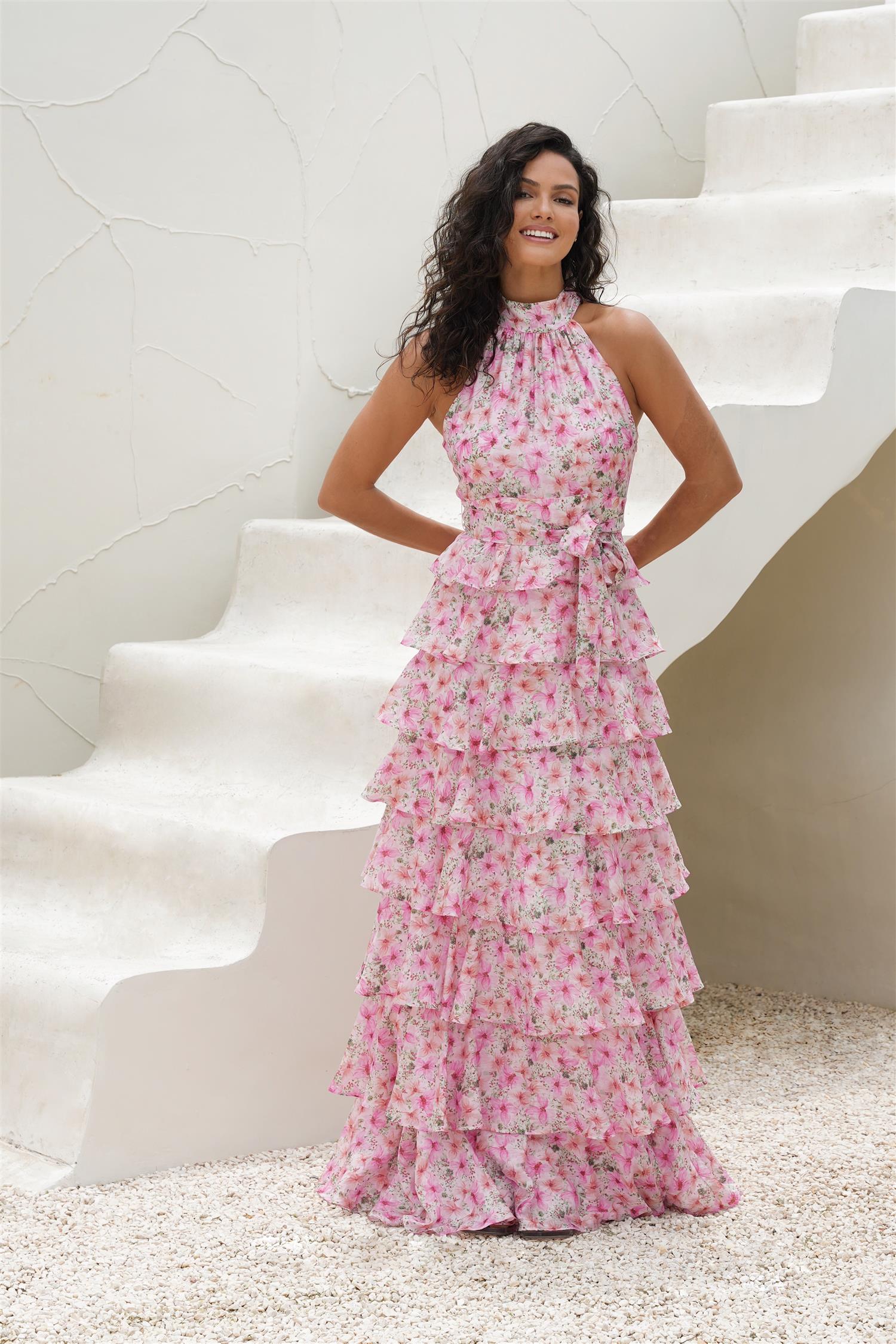 Angel Maxi Dress Garden Serenade - Pink