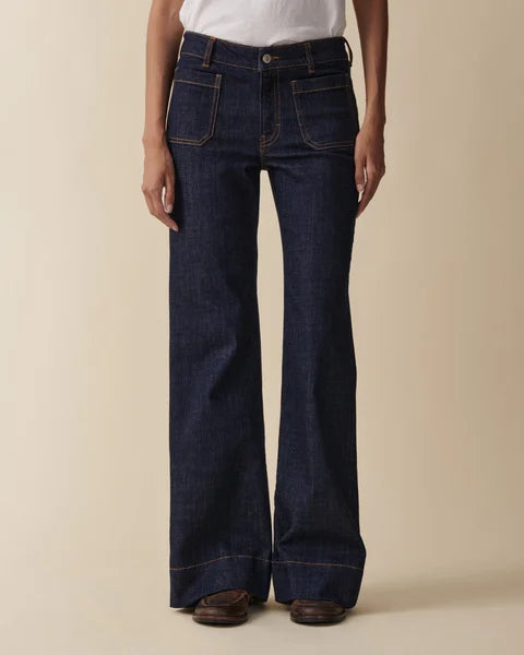 St Monica Low Blue Rise Jeans - Denim