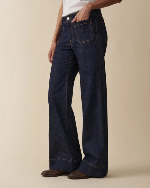 St Monica Low Blue Rise Jeans - Denim