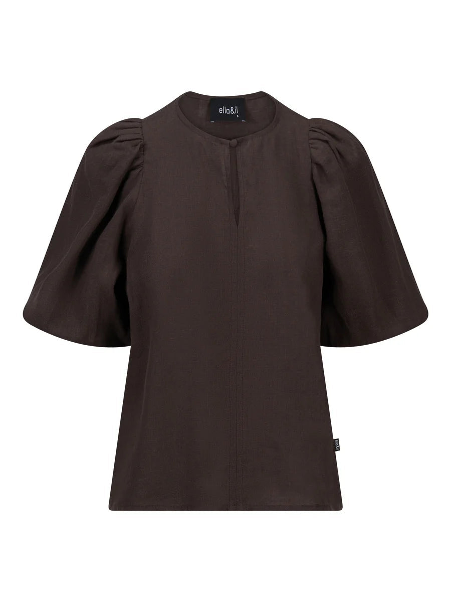 Anna Linen Top Dark Brown - Chocolate