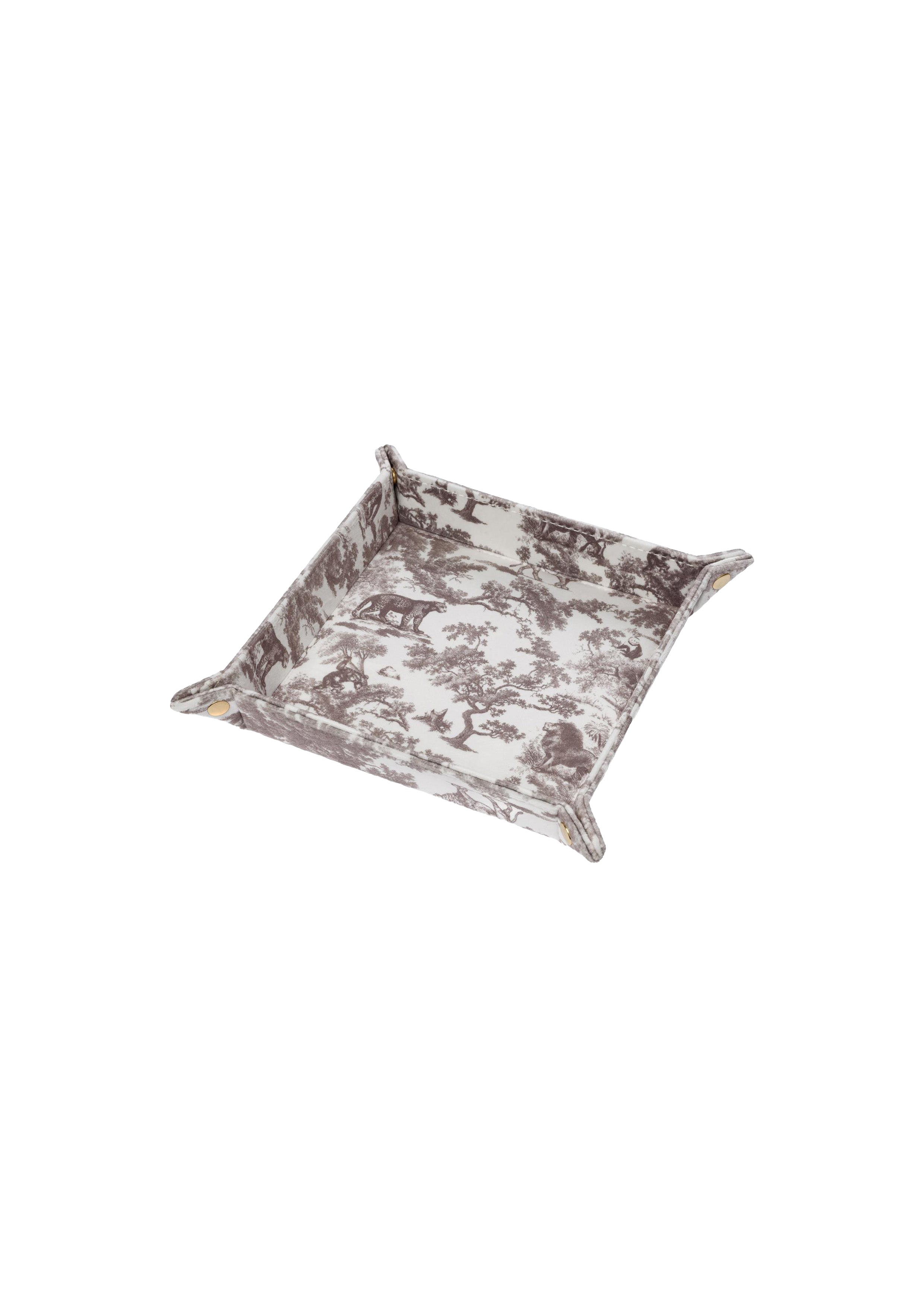 Velvet Jewellery Tray Medium Warm Taupe Savannah Pattern - Beige